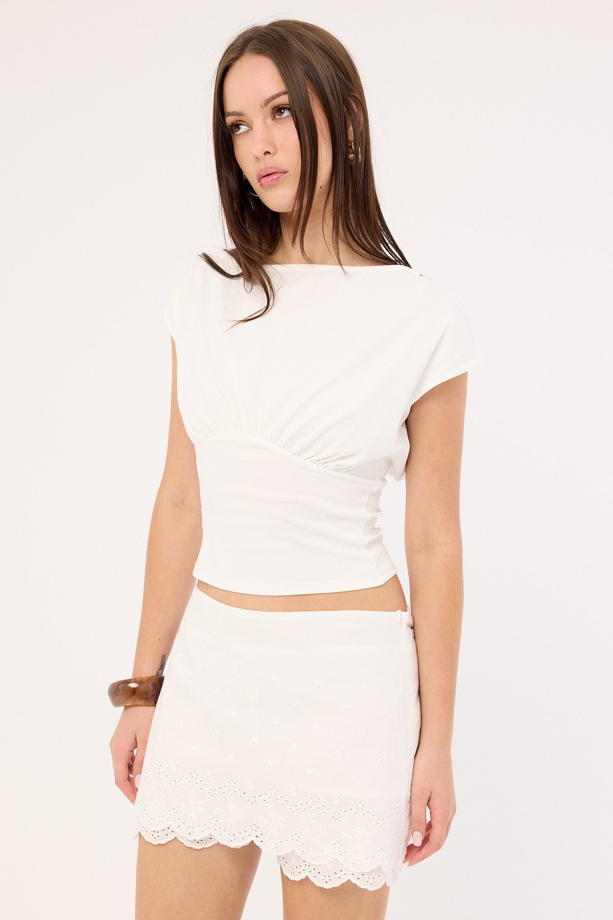 Luck & Trouble Elodie Broderie Skort White