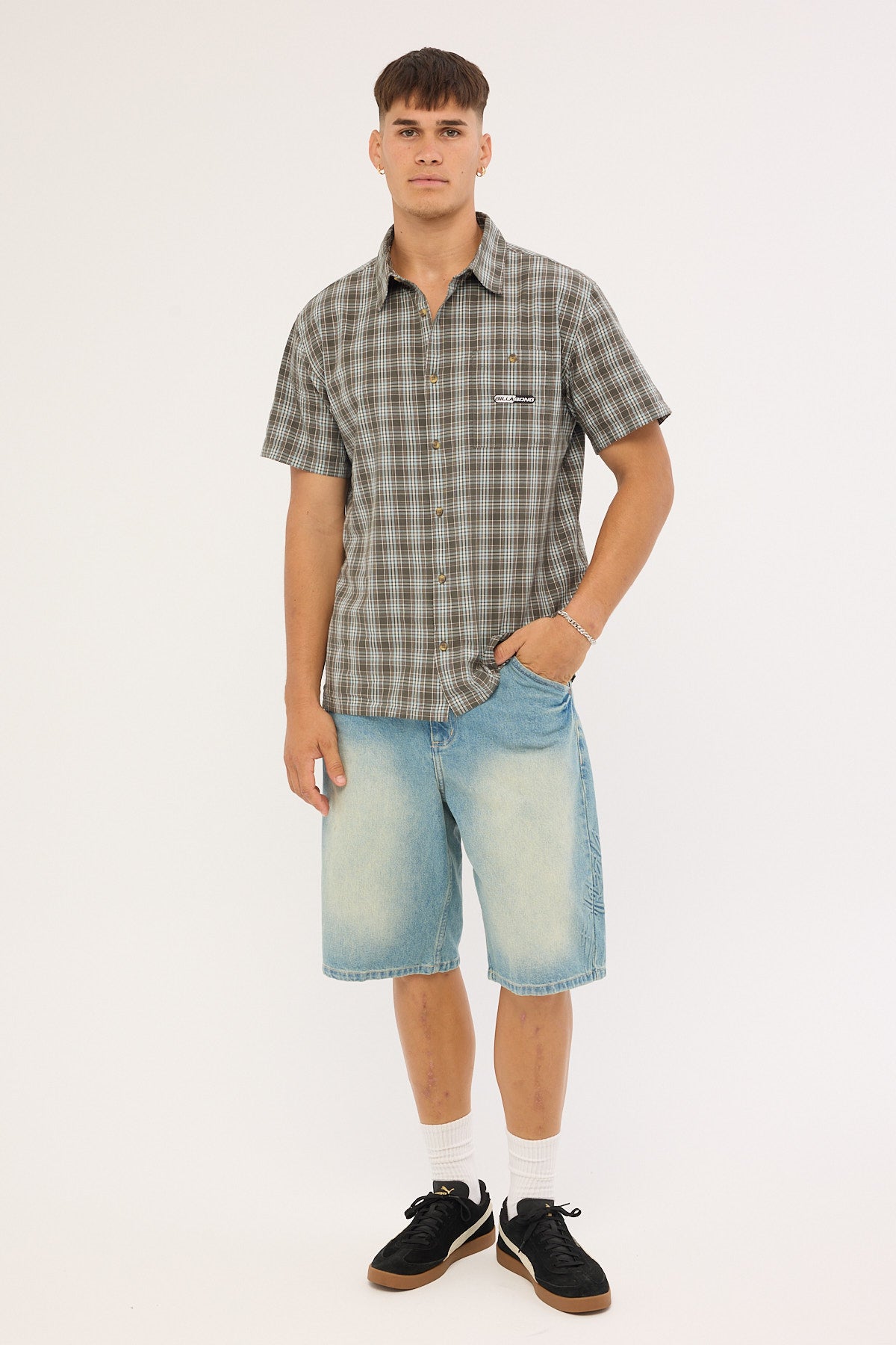 Billabong Script Smoko Denim Short Sun Faded Indigo