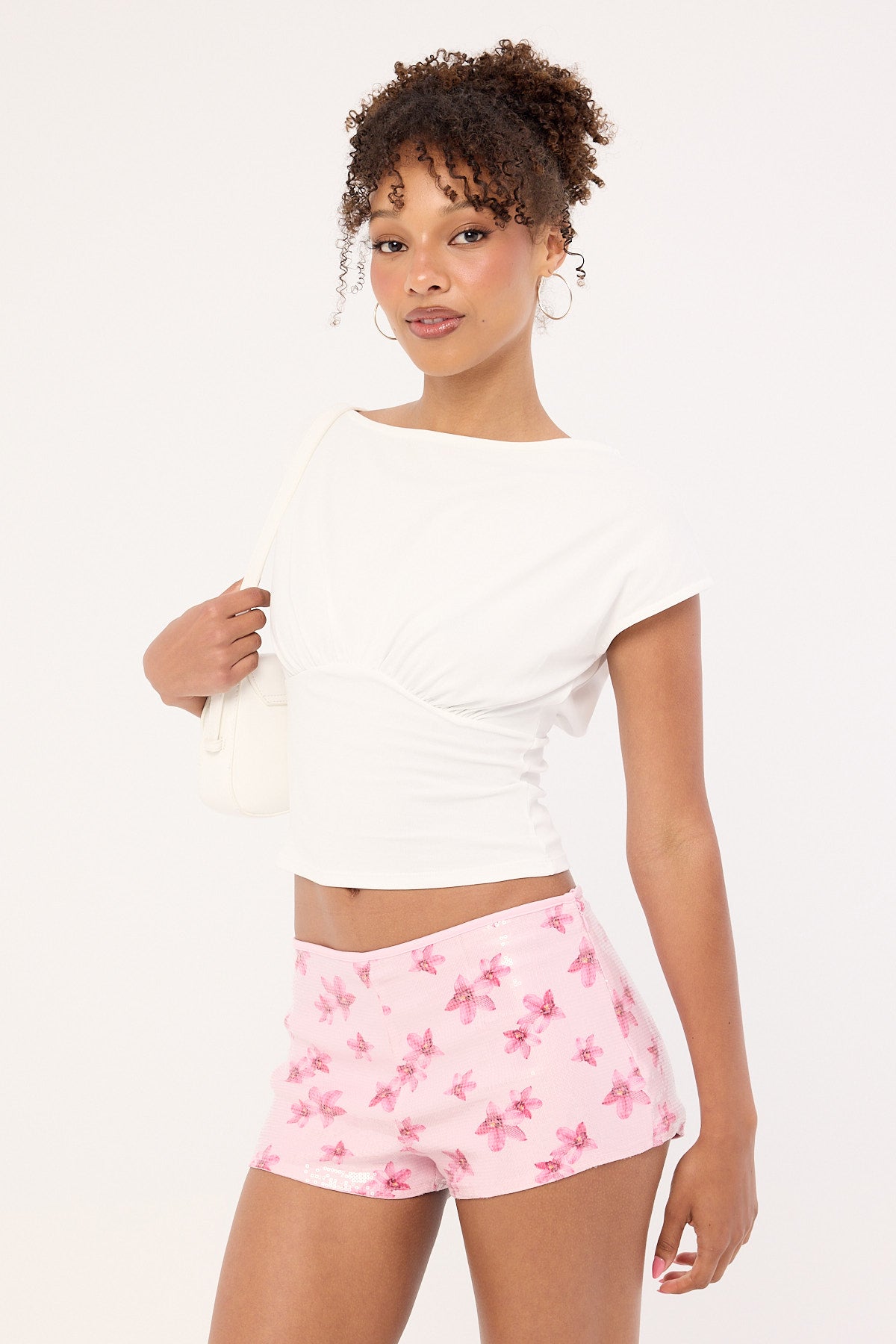 Luck & Trouble Calypso Sequin Micro Shorts Pink