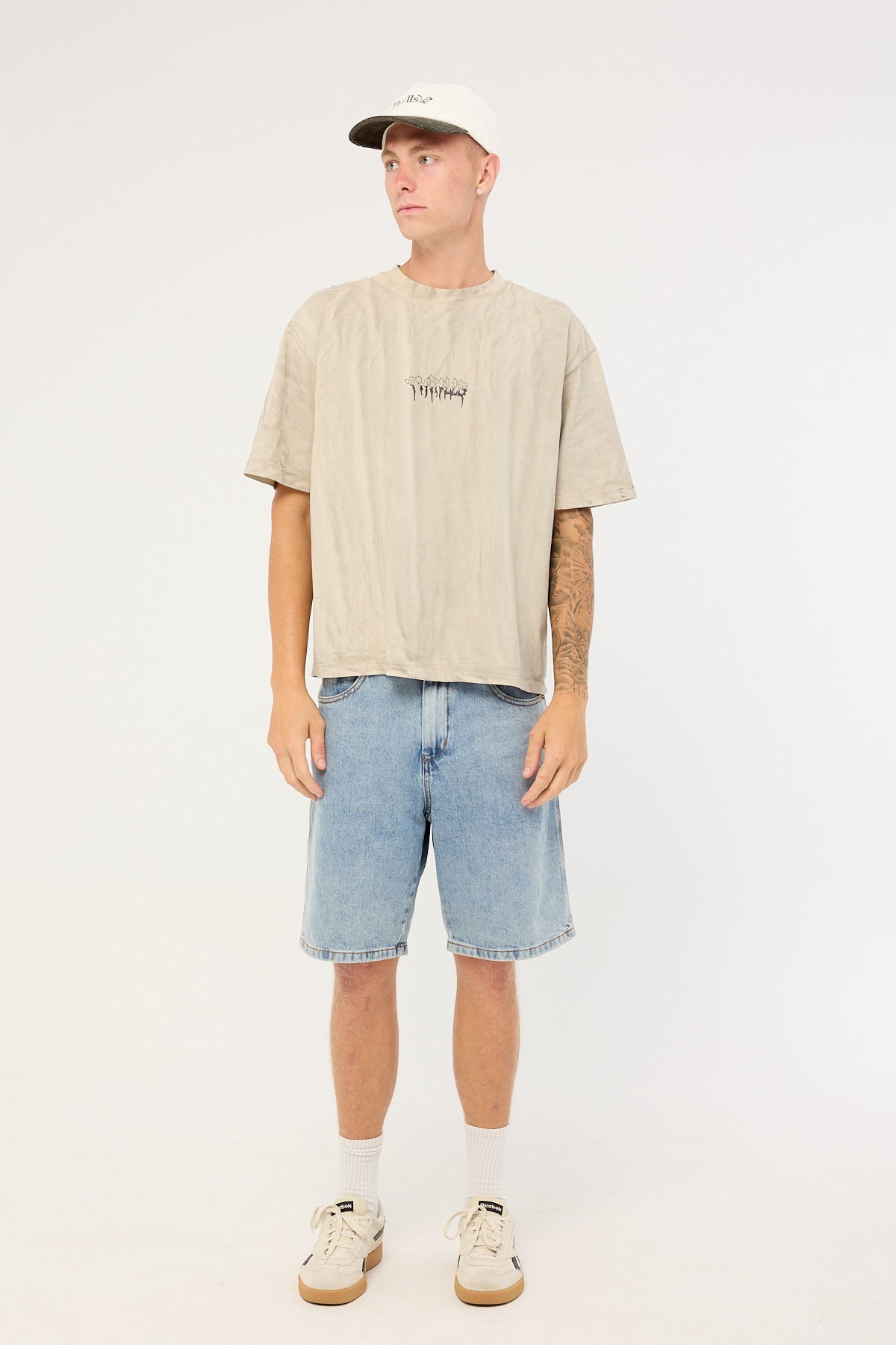 Thrills Cut And Shattered Box Oversize Tee Marble Heritage White