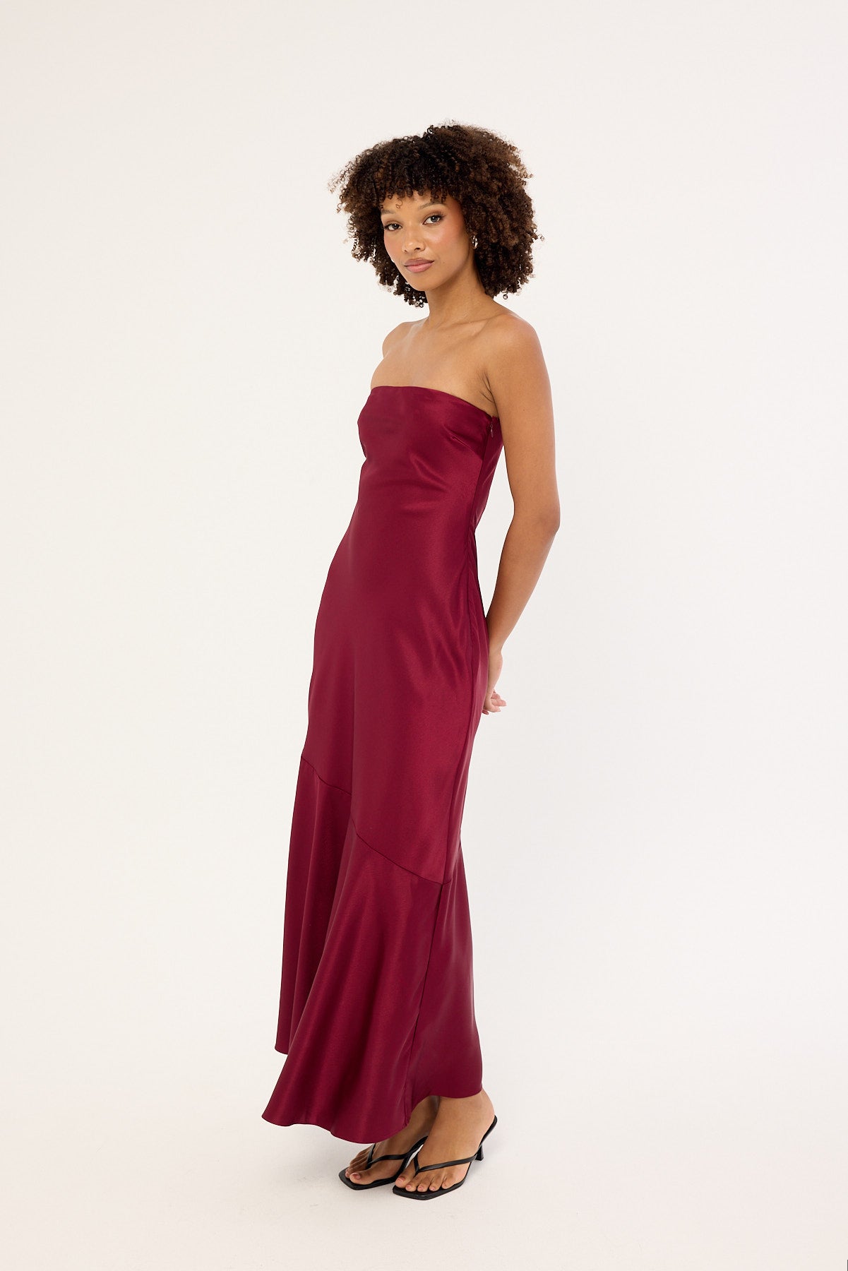 Perfect Stranger Hallie Strapless Maxi Dress Burgundy