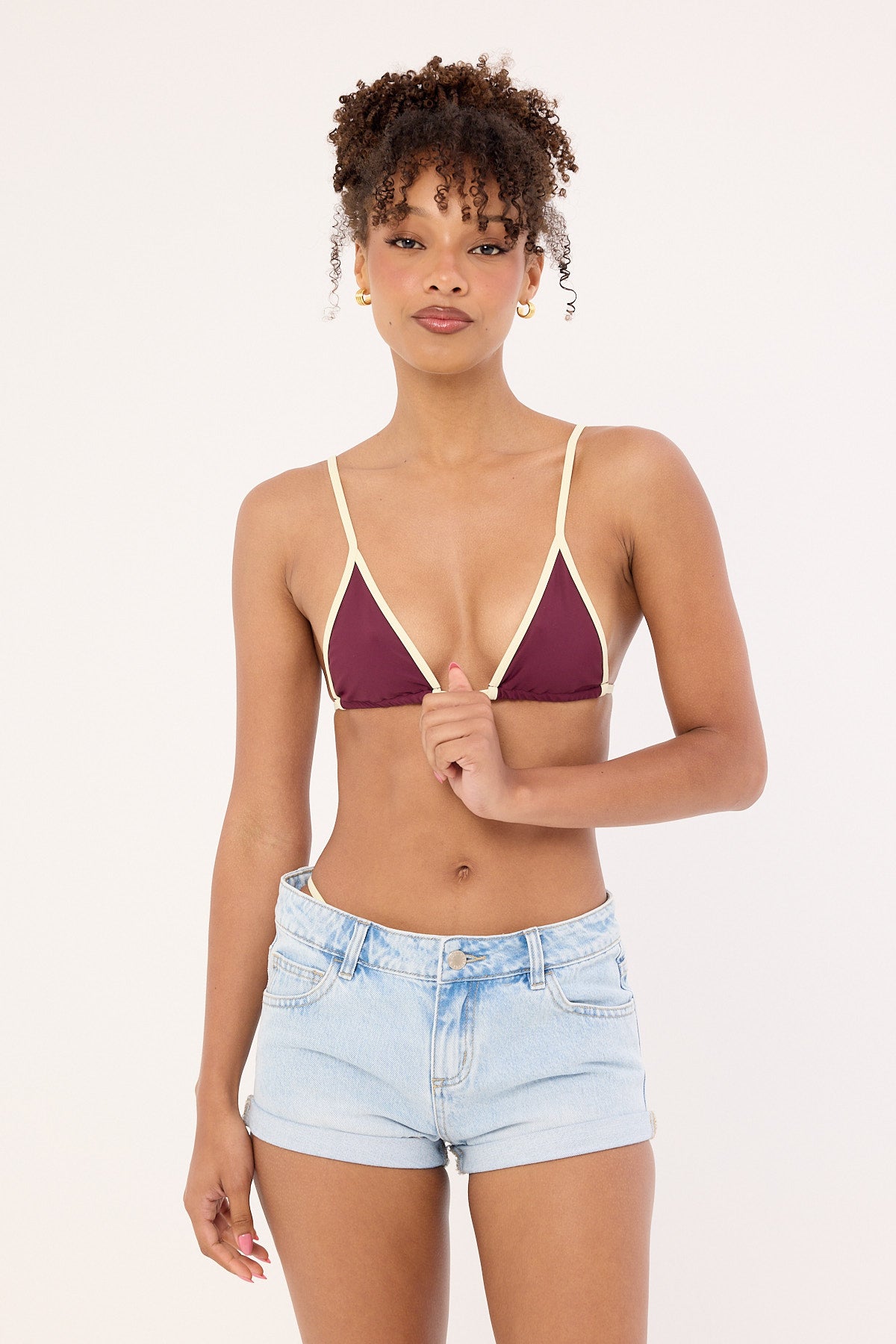 Luck & Trouble Costa Rica Contrast Bikini Top Plum