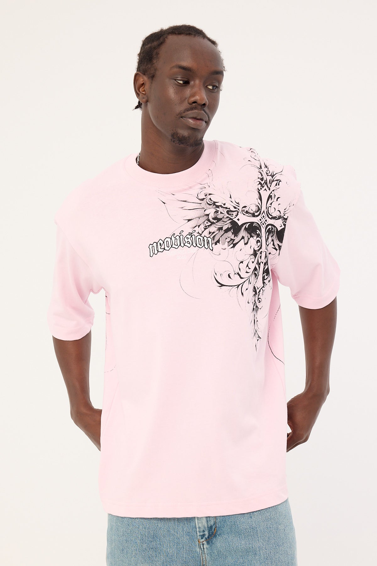 Neovision Fallen Cross Oversize Super Heavy Tee Candy Pink