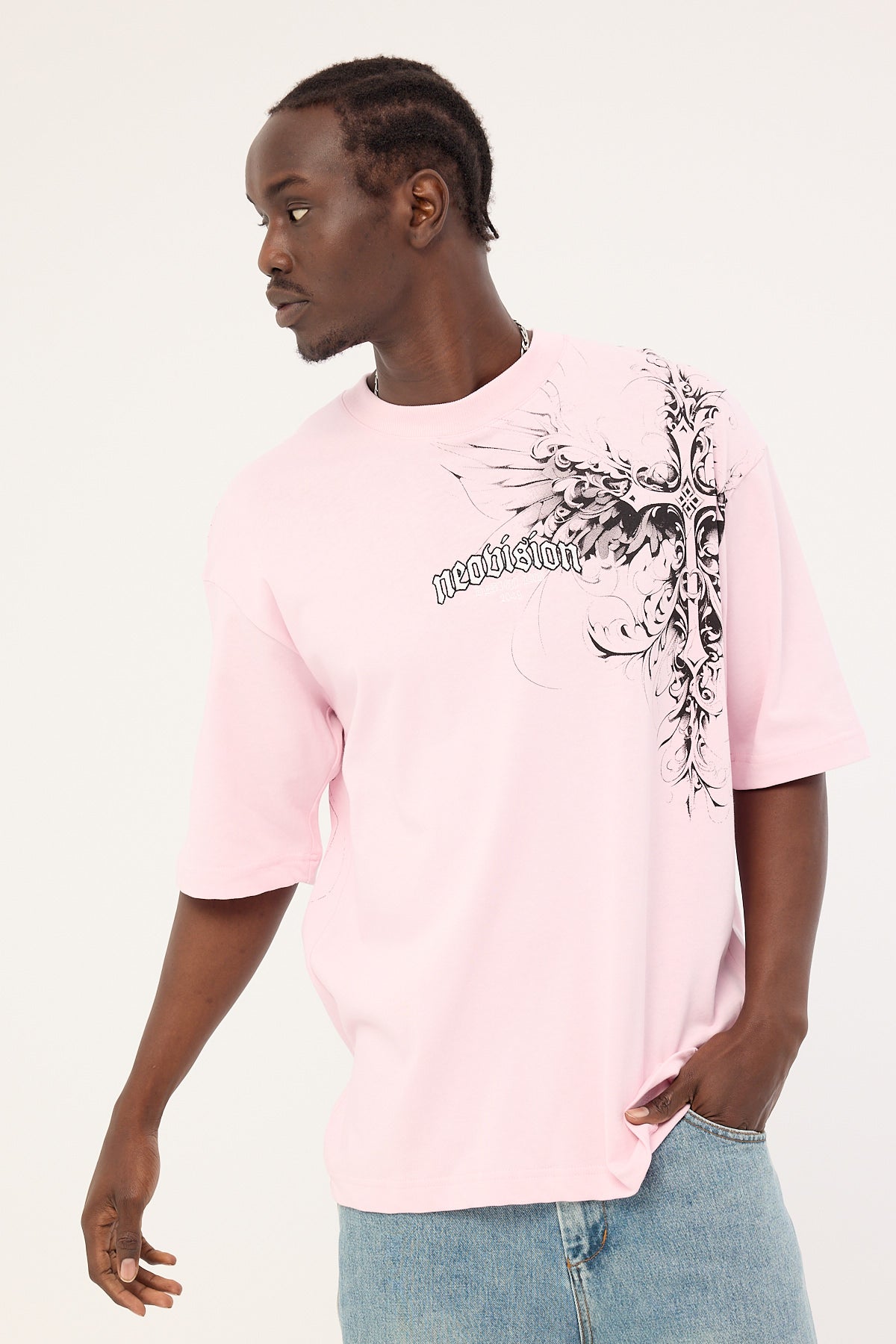 Neovision Fallen Cross Oversize Super Heavy Tee Candy Pink