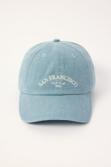 Luck + Trouble San Francisco Washed Cap Washed Blue