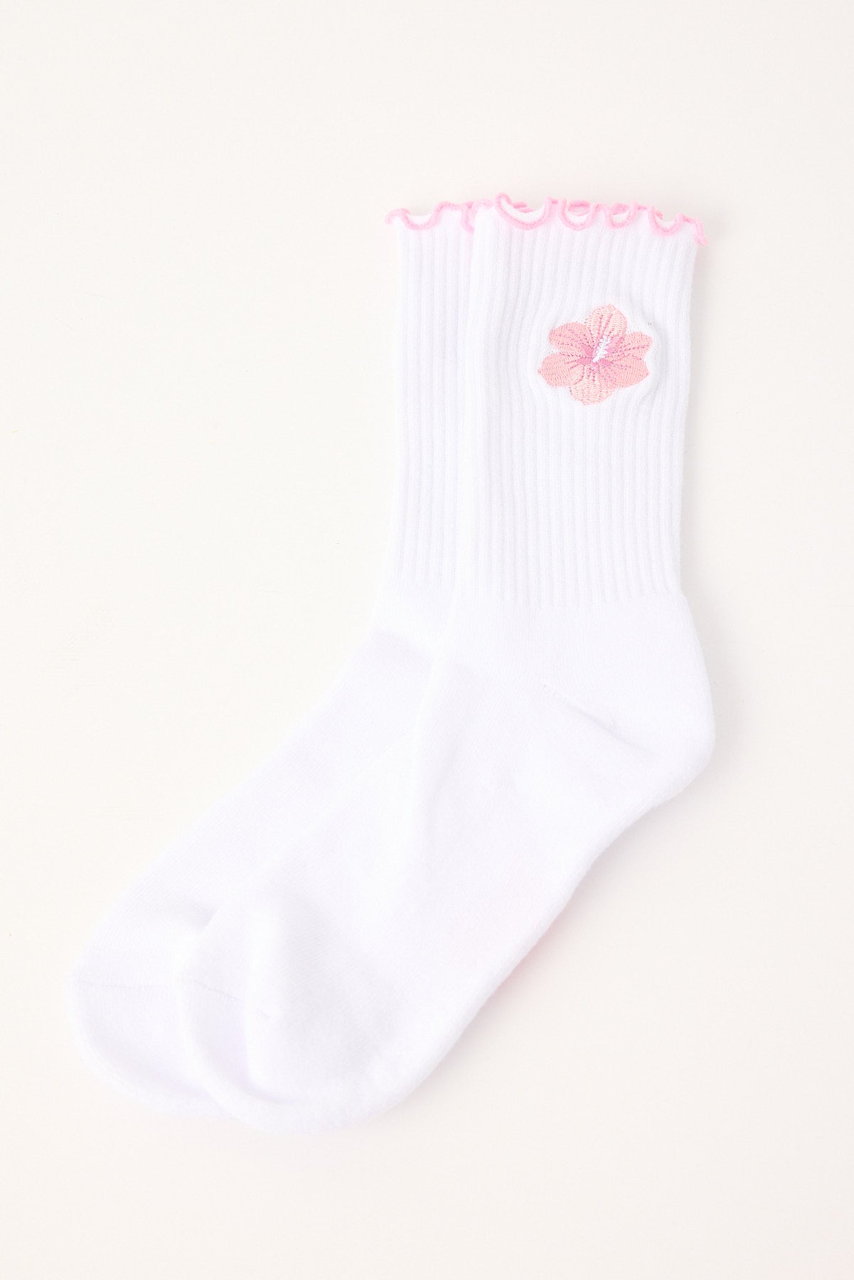 Luck & Trouble Hibiscus Sock White