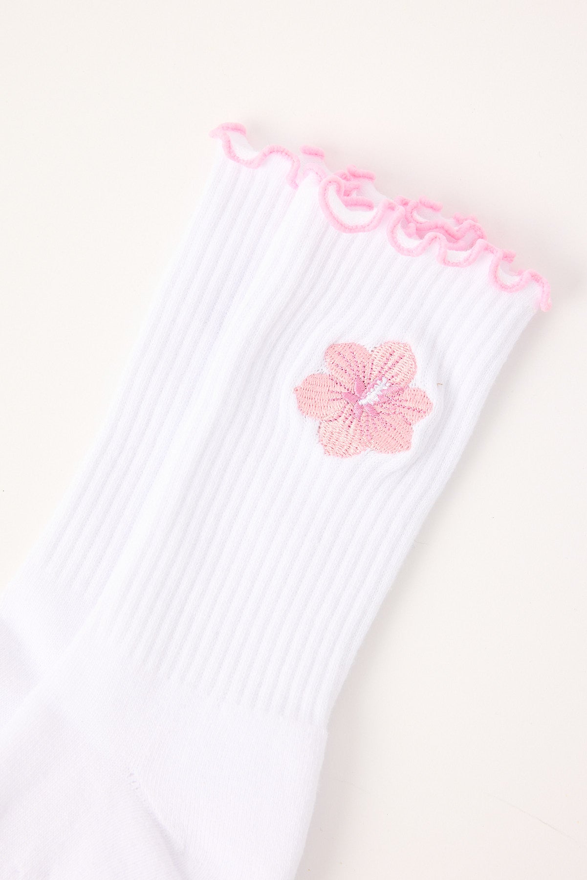 Luck & Trouble Hibiscus Sock White