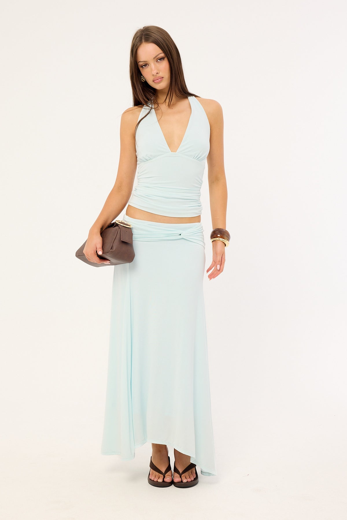 Luck & Trouble Dulcie Halter Tie Top Blue