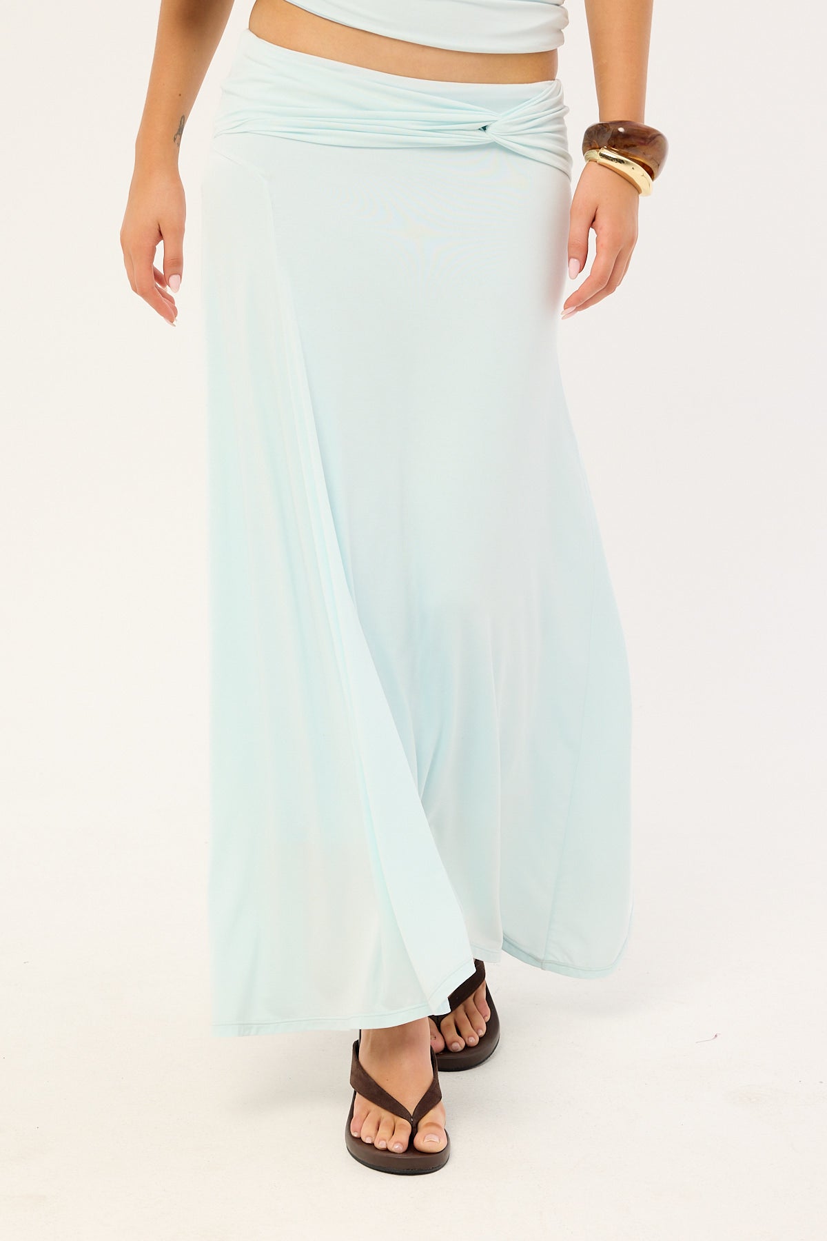 Luck & Trouble Dulcie Asymmetrical Midi Skirt Blue