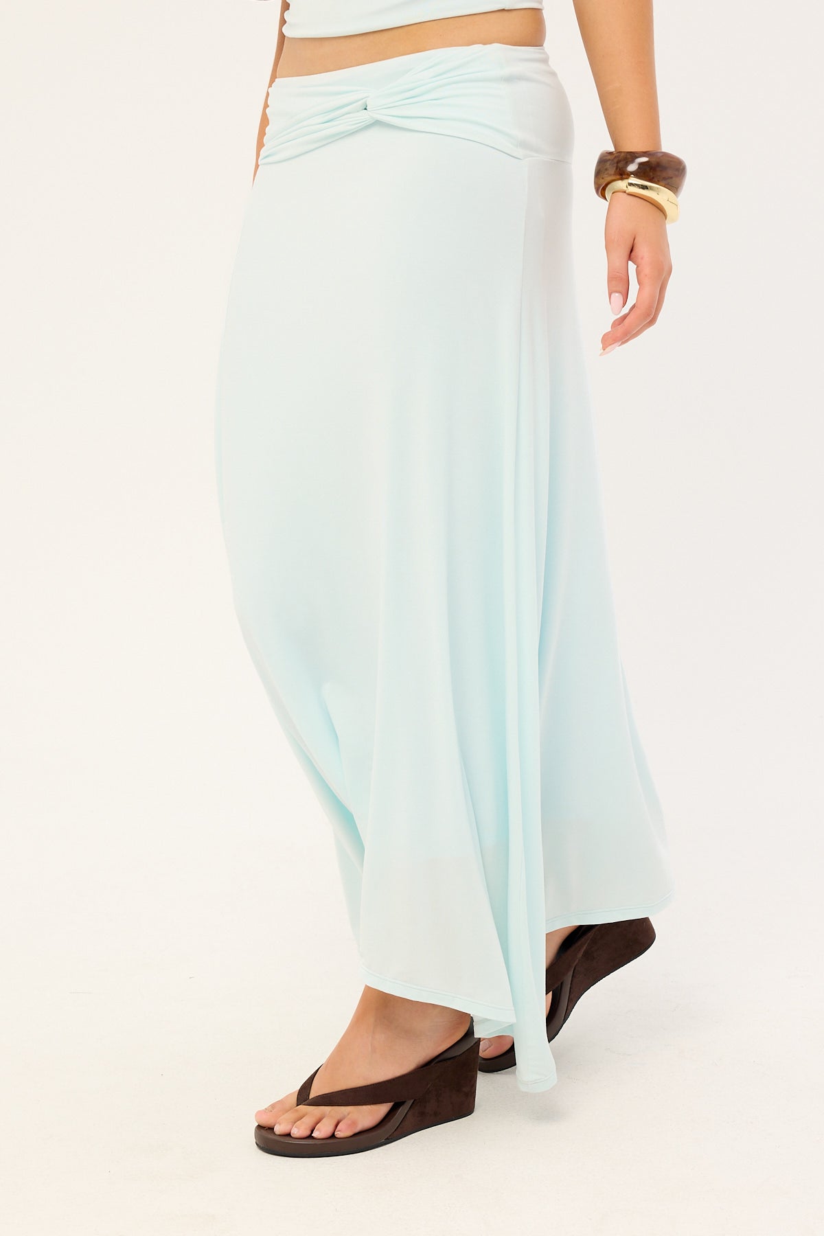 Luck & Trouble Dulcie Asymmetrical Midi Skirt Blue