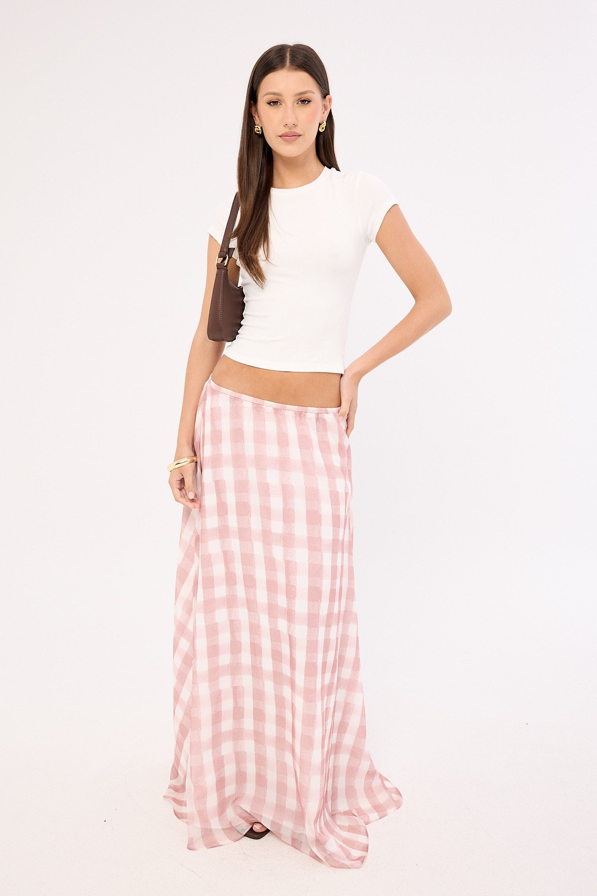 Sndys The Label Tallin Maxi Skirt Pink Gingham