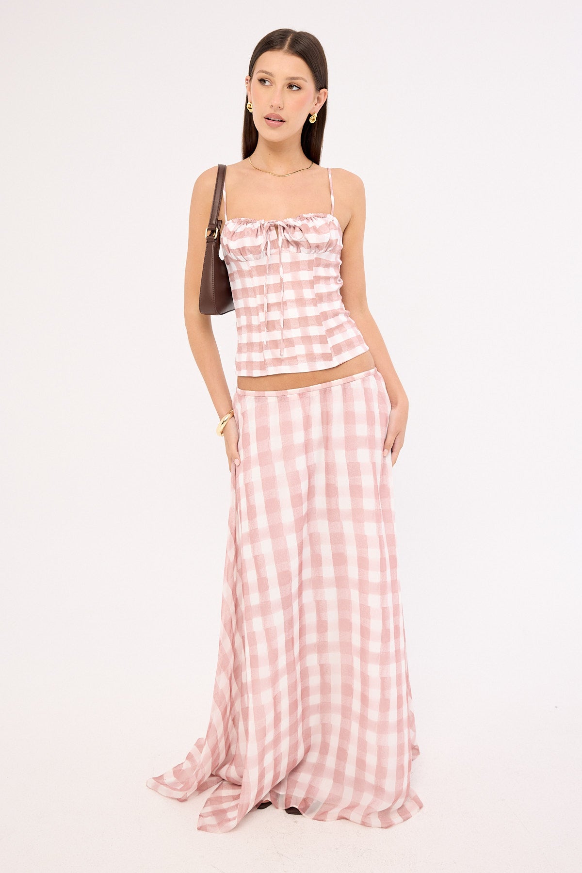 Sndys The Label Tallin Maxi Skirt Pink Gingham