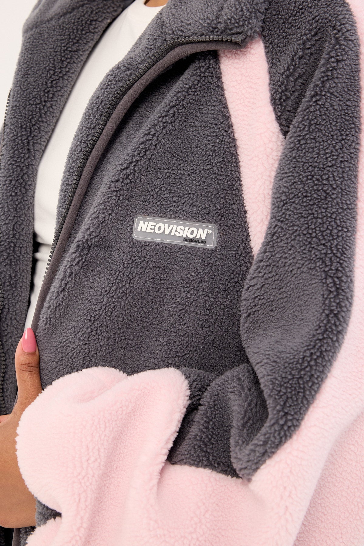 Neovision Orbital Hooded Sherpa Jacket Grey / Pink