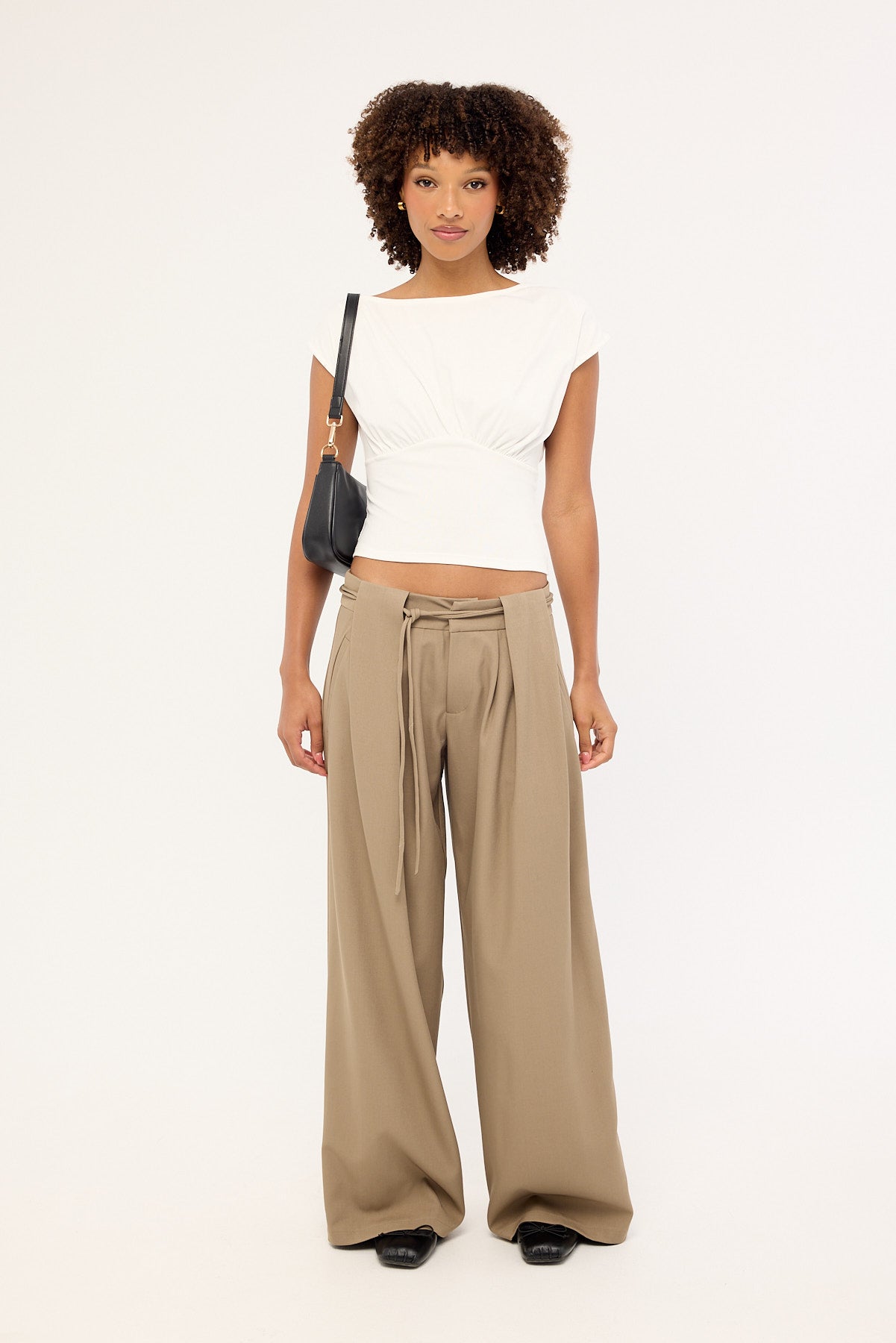 Motel Rivela Tie Waist Trouser Taupe