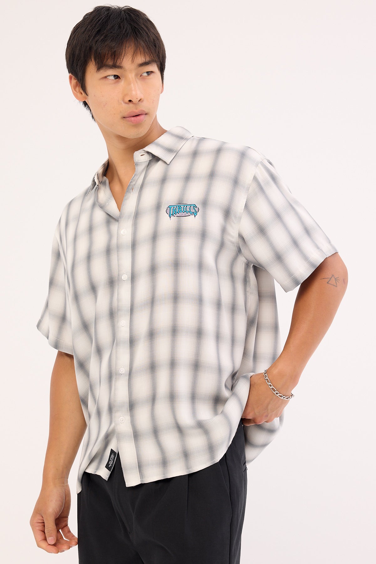 Thrills Lair Cropped Short Sleeve Shirt White