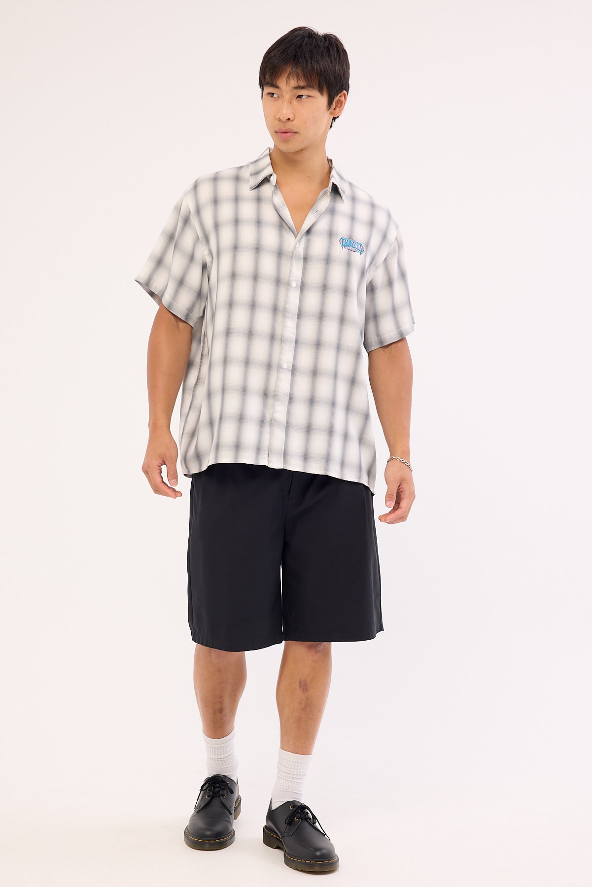 Thrills Lair Cropped Short Sleeve Shirt White