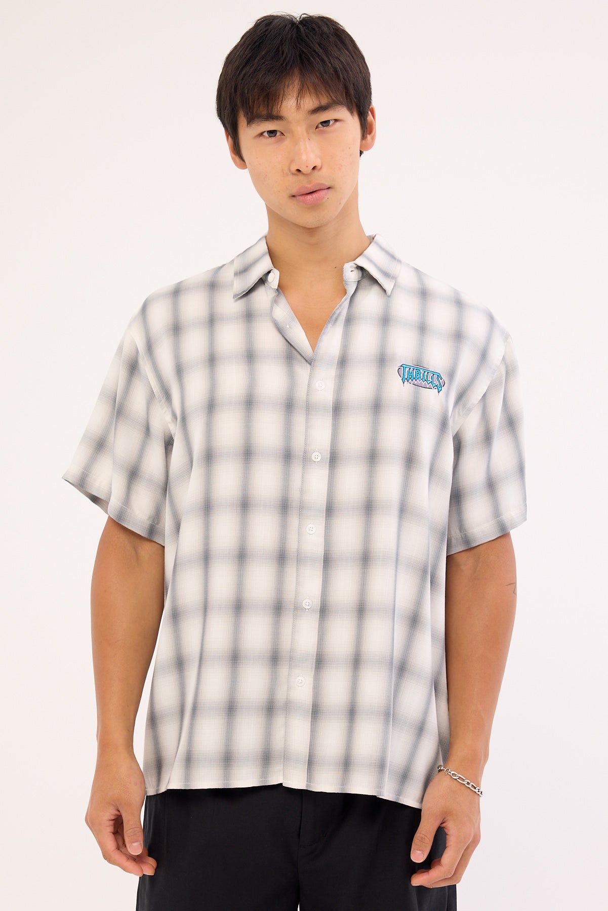 Thrills Lair Cropped Short Sleeve Shirt White