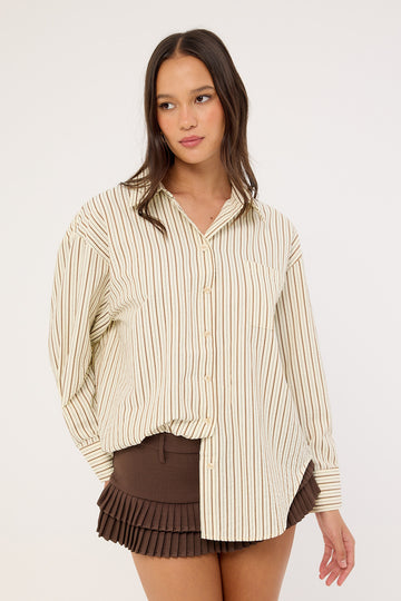 Perfect Stranger Hollis Oversized Shirt Cream Stripe