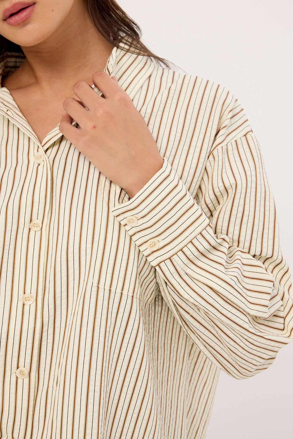 Perfect Stranger Hollis Oversized Shirt Cream Stripe