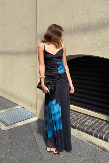 Perfect Stranger Belle Maxi Skirt Blue Print