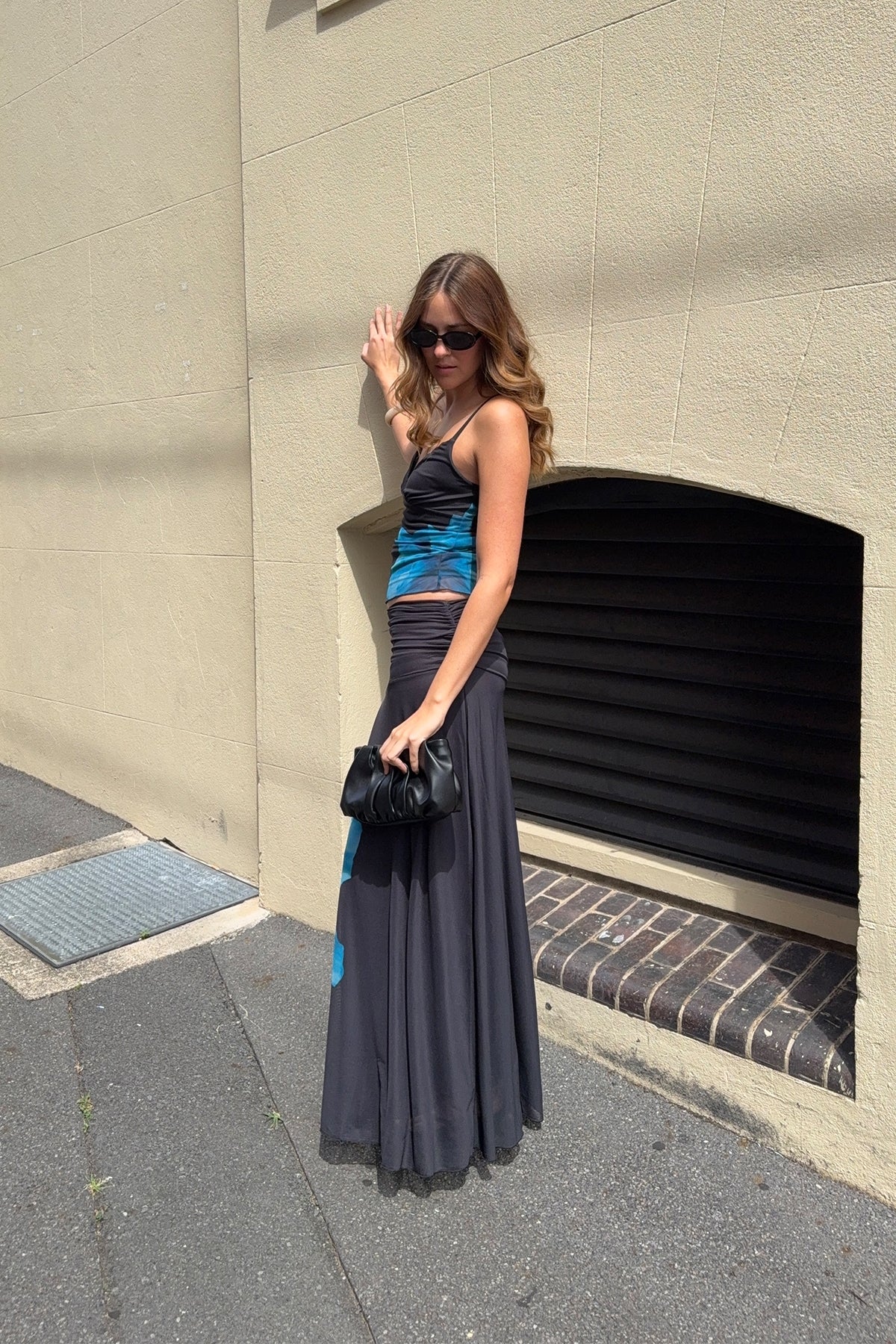 Perfect Stranger Belle Maxi Skirt Blue Print