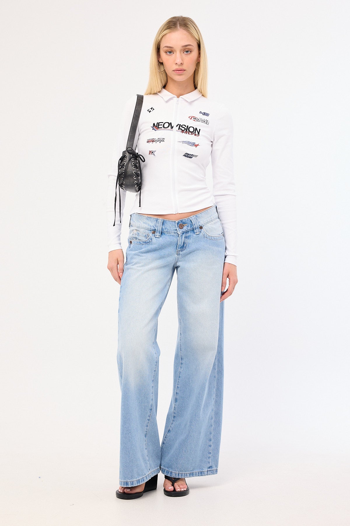 Neovision Surge Long Sleeve Zip Through Polo Tee White