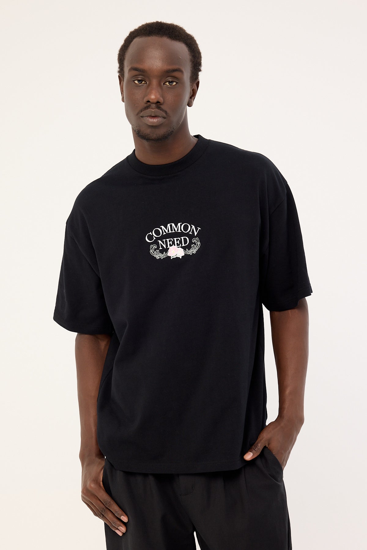 Common Need Floralia Heavyweight Easy Tee Black