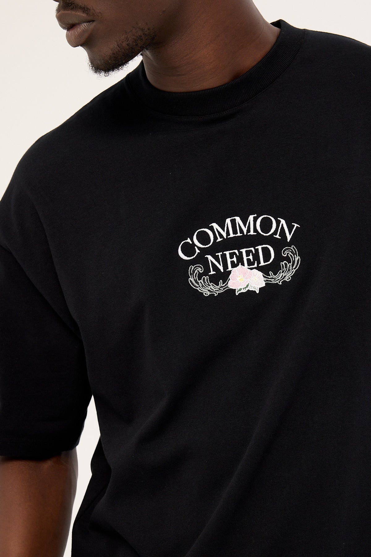 Common Need Floralia Heavyweight Easy Tee Black