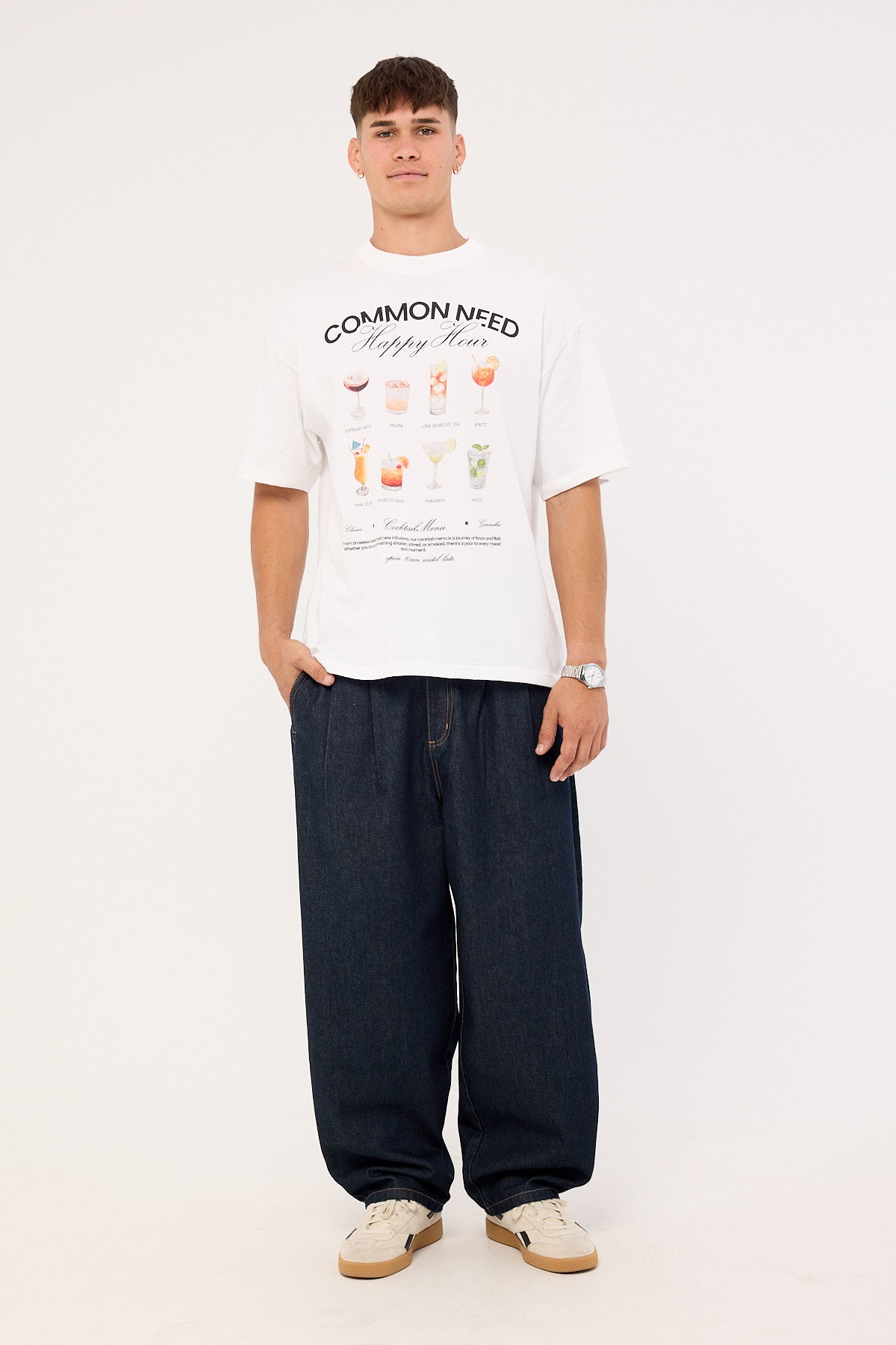Common Need Happy Hour Heavyweight Easy Tee White