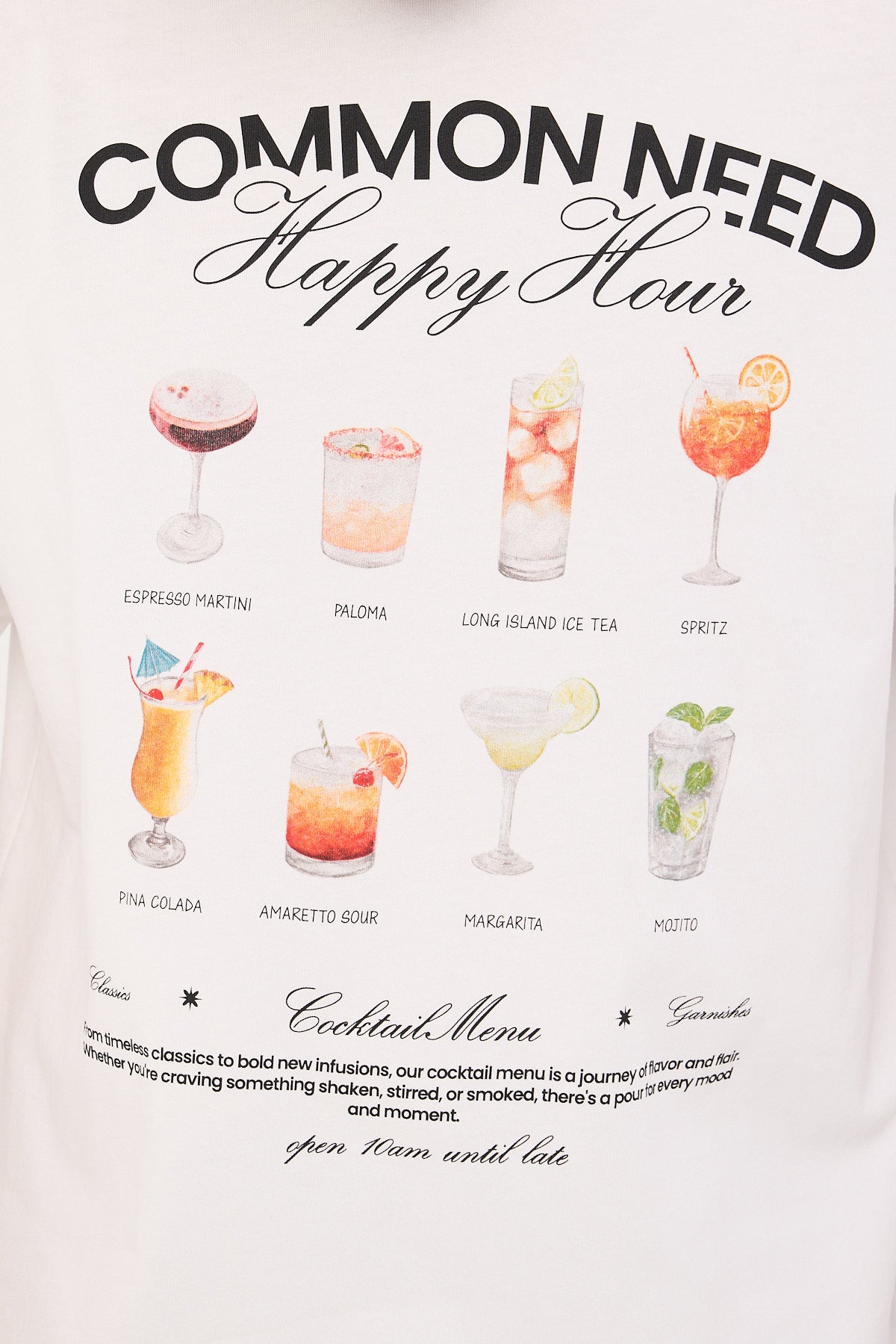 Common Need Happy Hour Heavyweight Easy Tee White