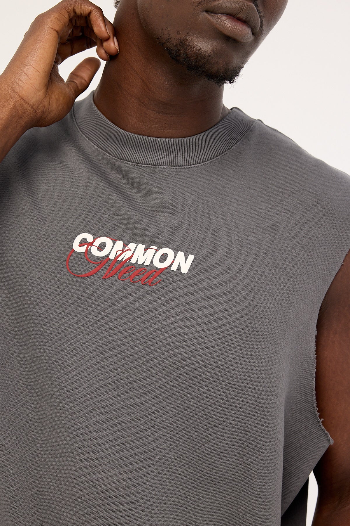 Common Need Declan Cropped Loopback Muscle Tank Washed Black