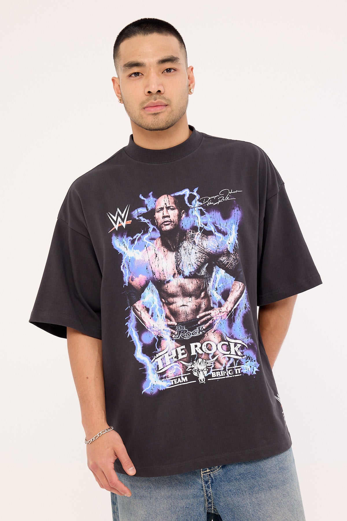 Mitchell & Ness The Rock Final Boss Oversize Boxy Tee Faded Black