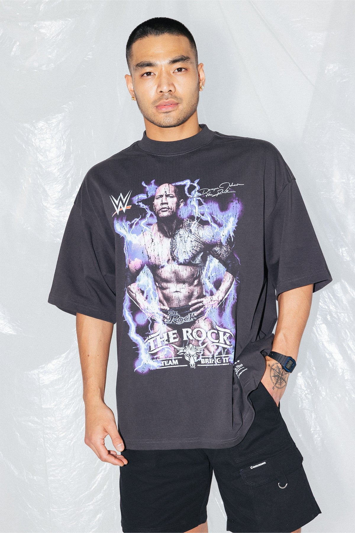 Mitchell & Ness The Rock Final Boss Oversize Boxy Tee Faded Black