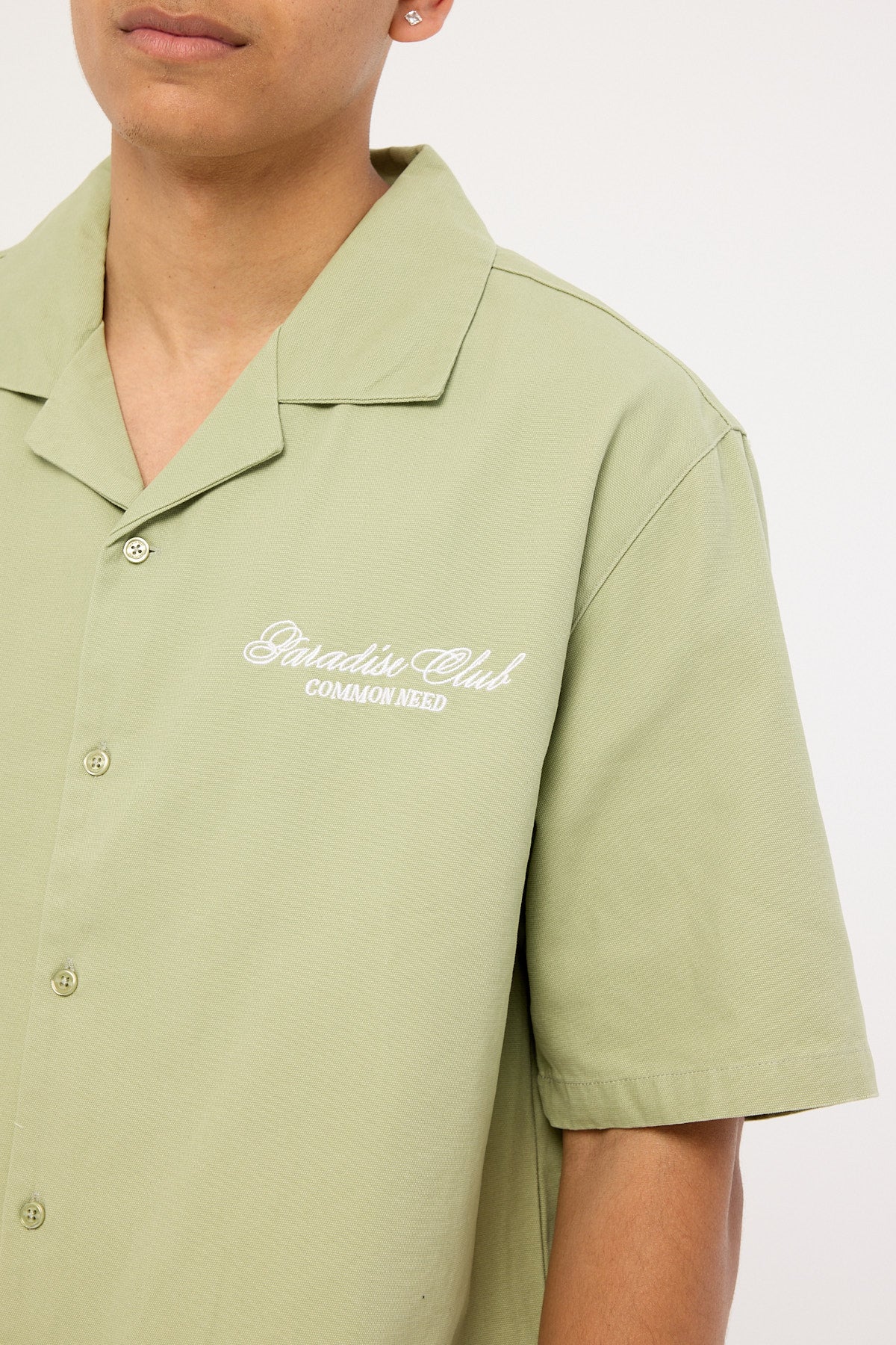 Common Need Divine Boxy Cropped Resort Shirt Sage