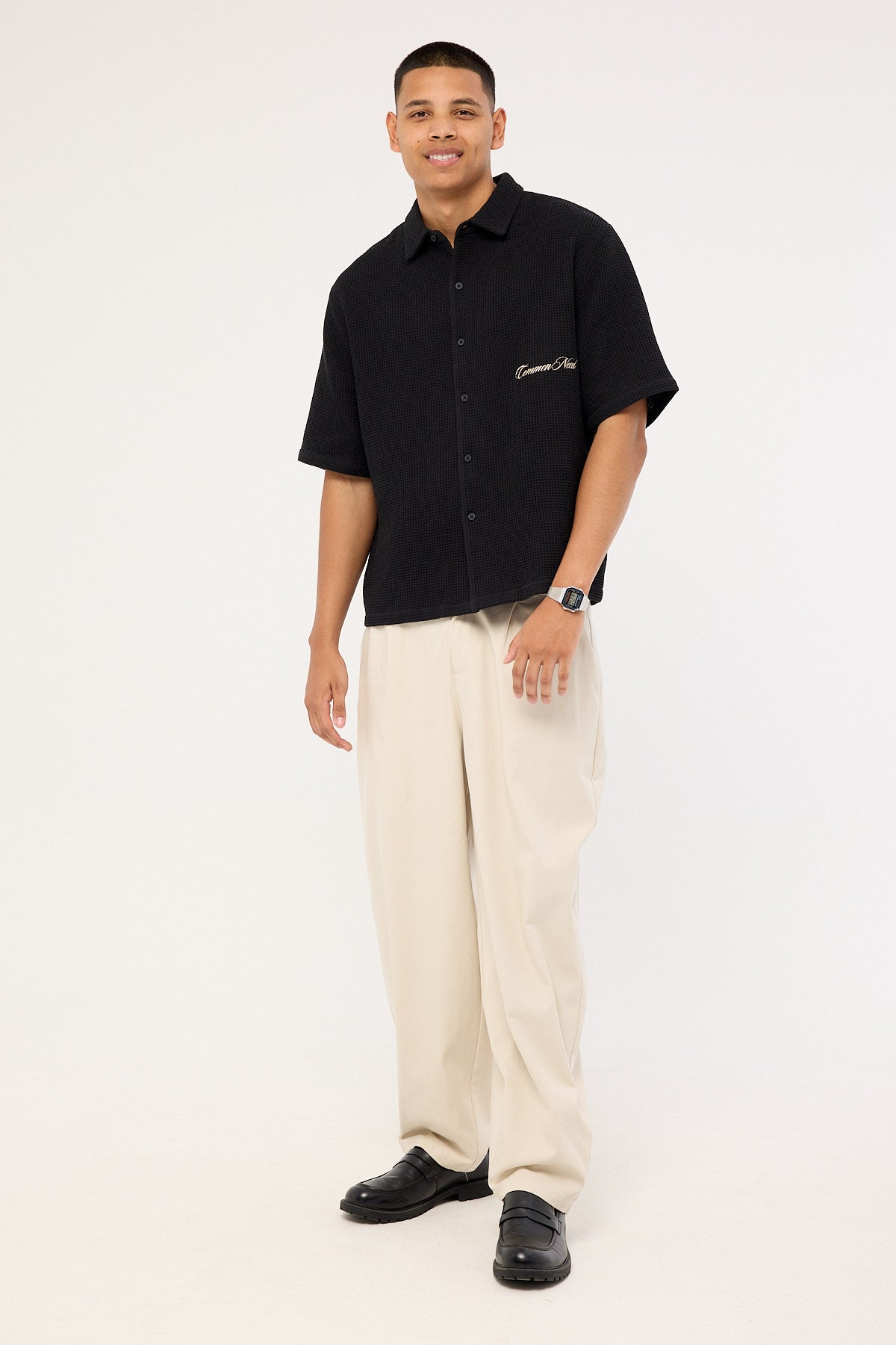 Common Need Jett Boxy Cropped Shirt Black