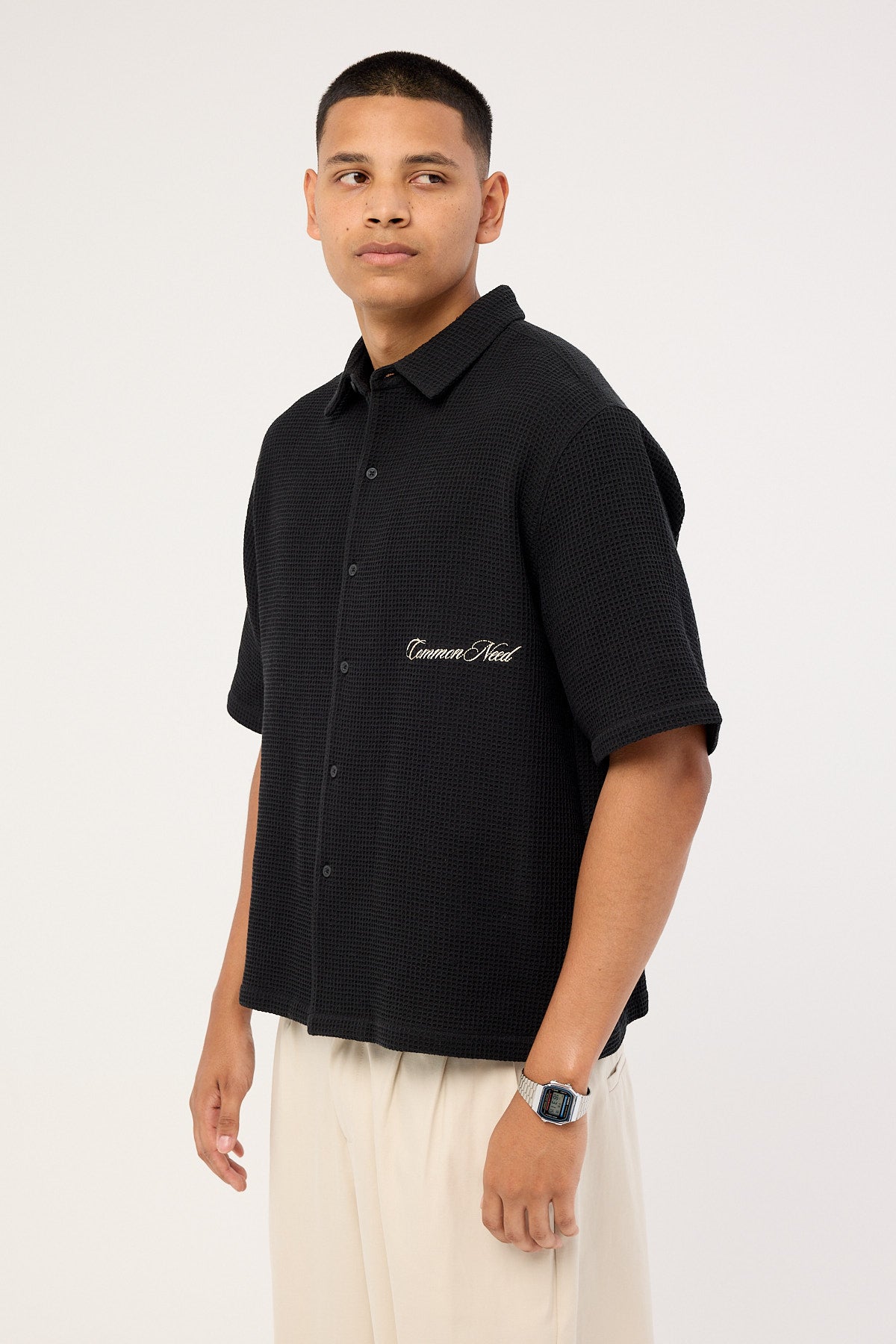 Common Need Jett Boxy Cropped Shirt Black