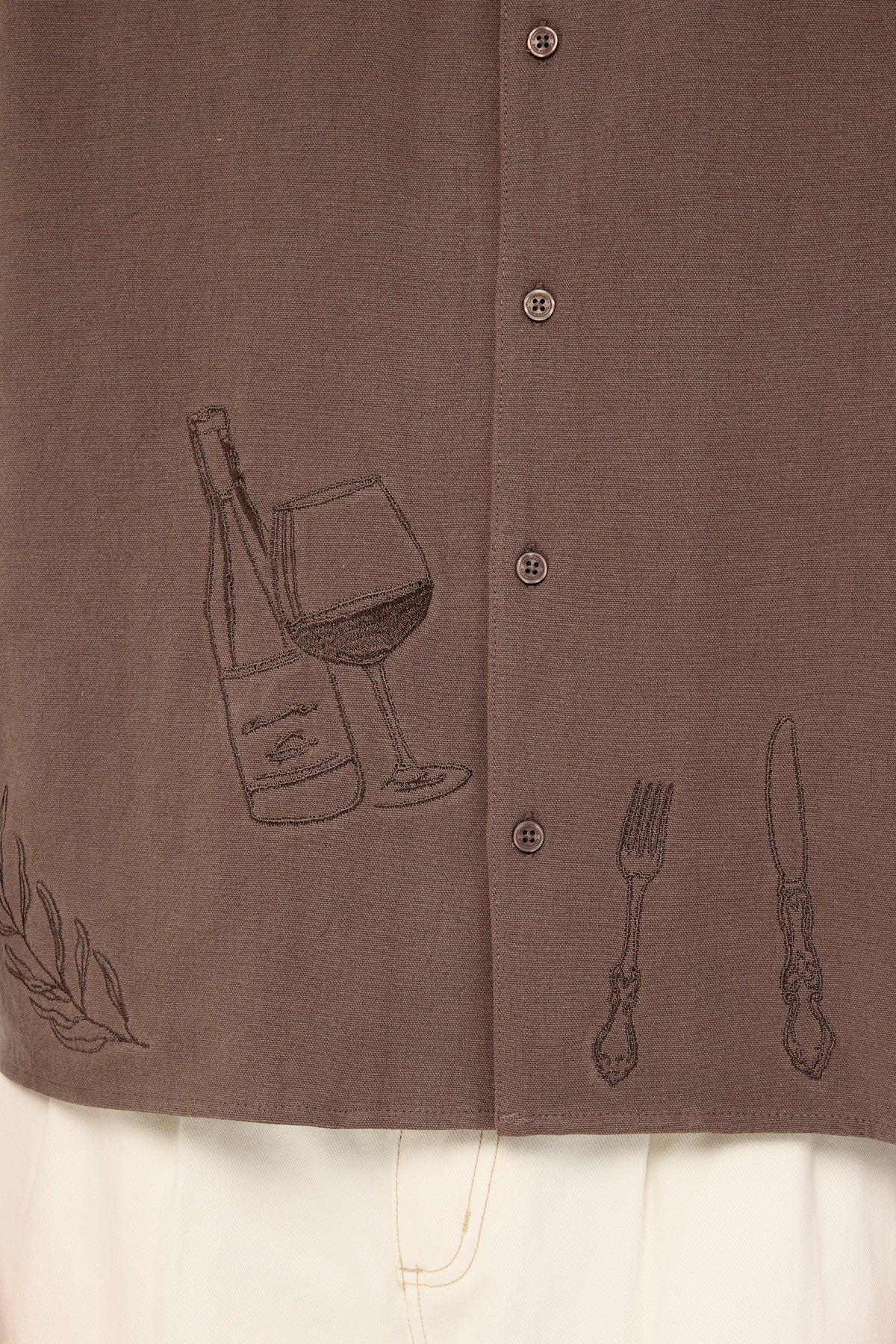 Common Need Alfresco Boxy Cropped Resort Shirt Brown