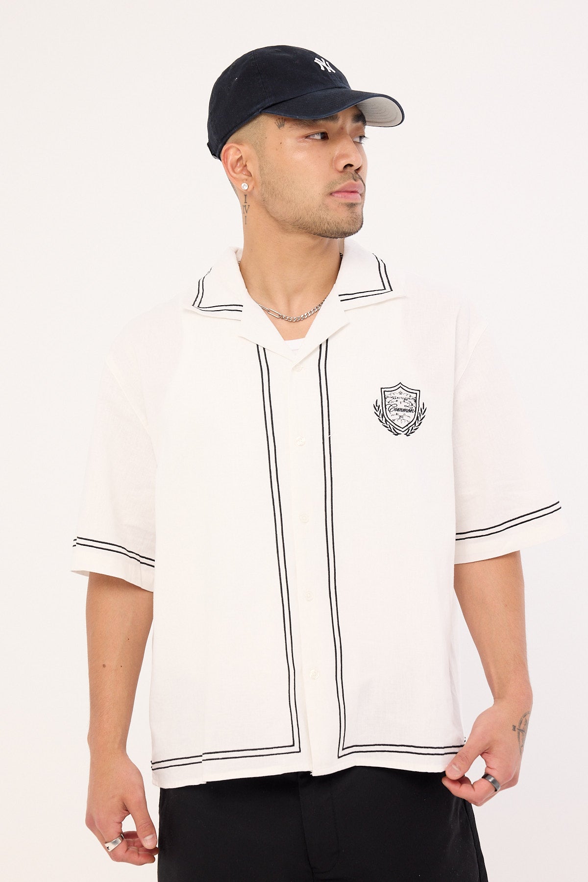 Common Need Token Boxy Cropped Resort Shirt White