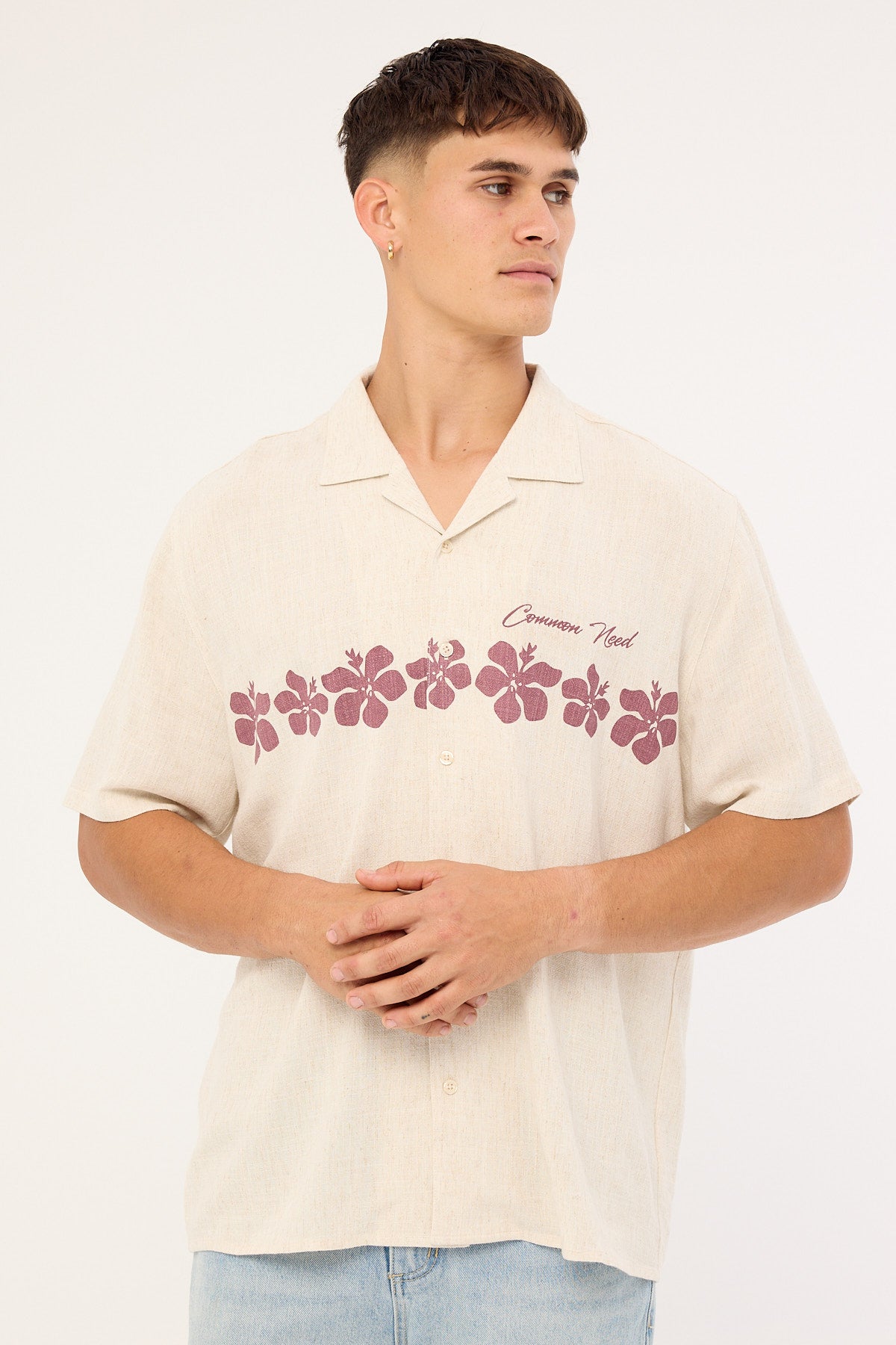 Common Need Aloha Linen Resort Shirt Natural
