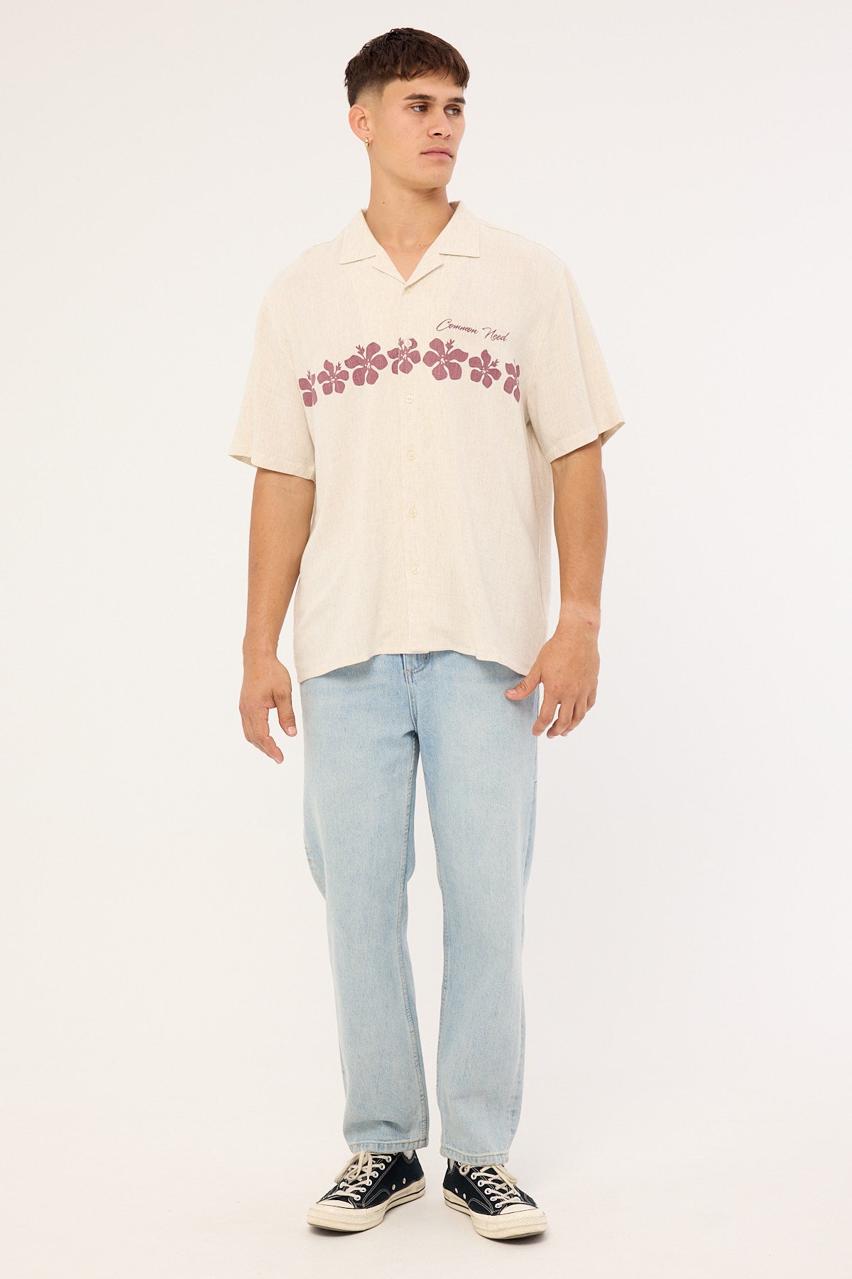 Common Need Aloha Linen Resort Shirt Natural