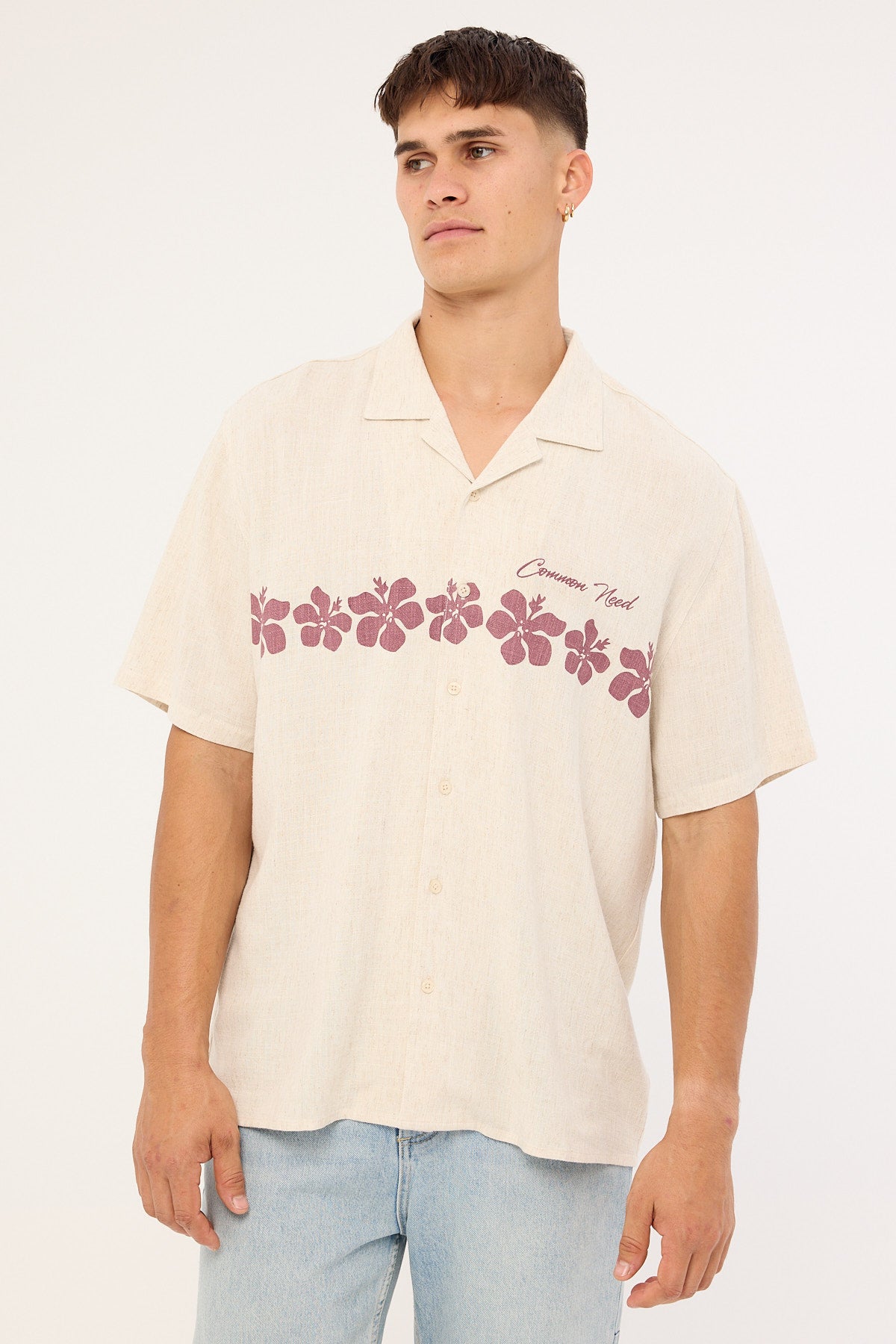 Common Need Aloha Linen Resort Shirt Natural