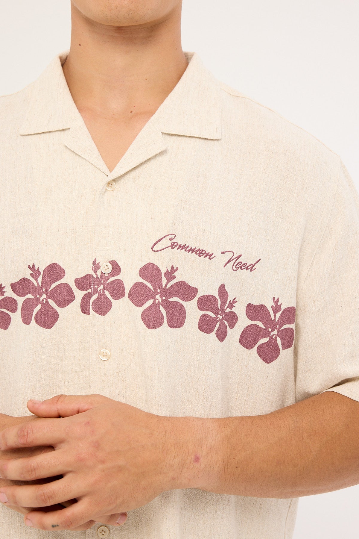 Common Need Aloha Linen Resort Shirt Natural