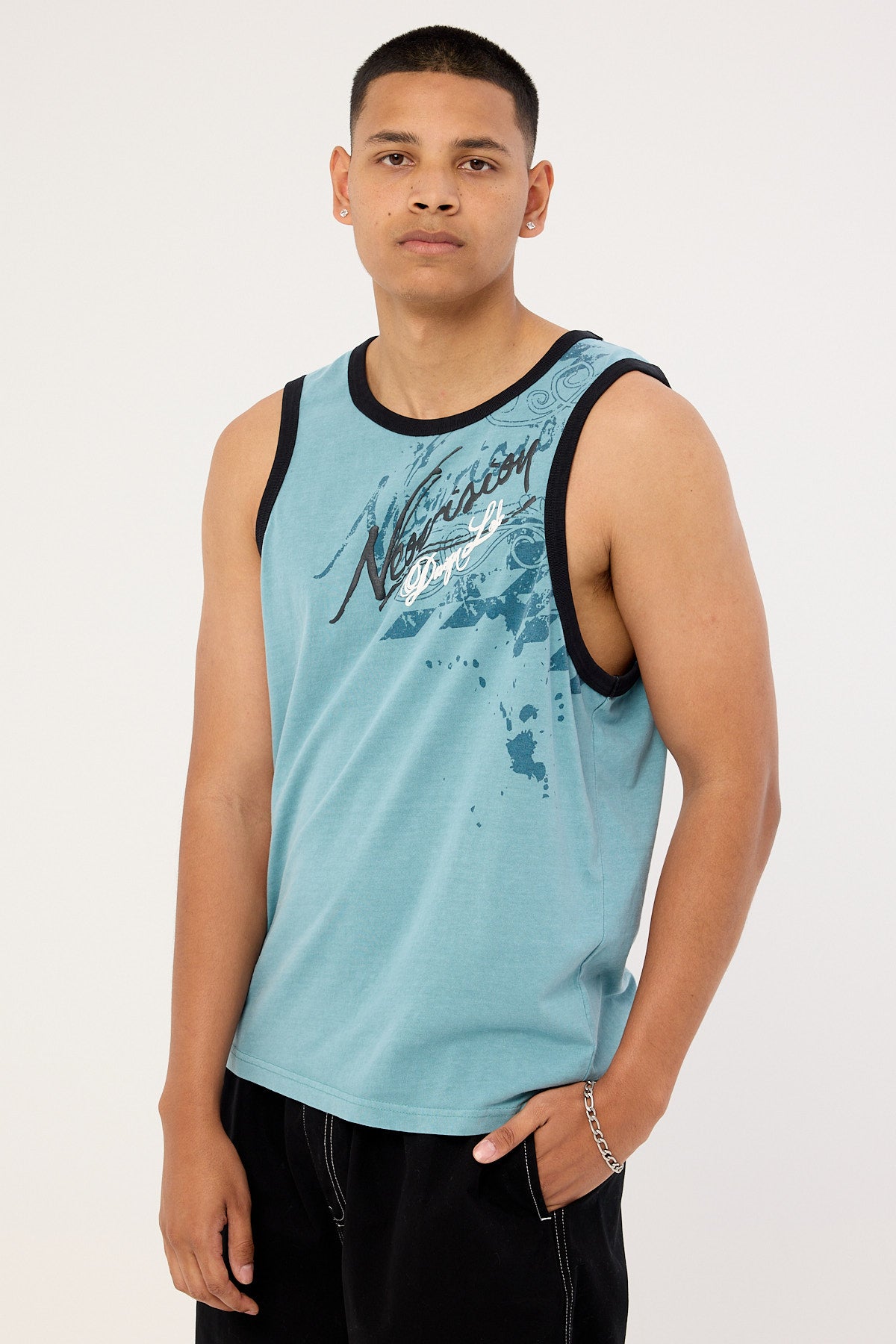 Neovision Wreckage Loose Singlet Tank Washed Aqua