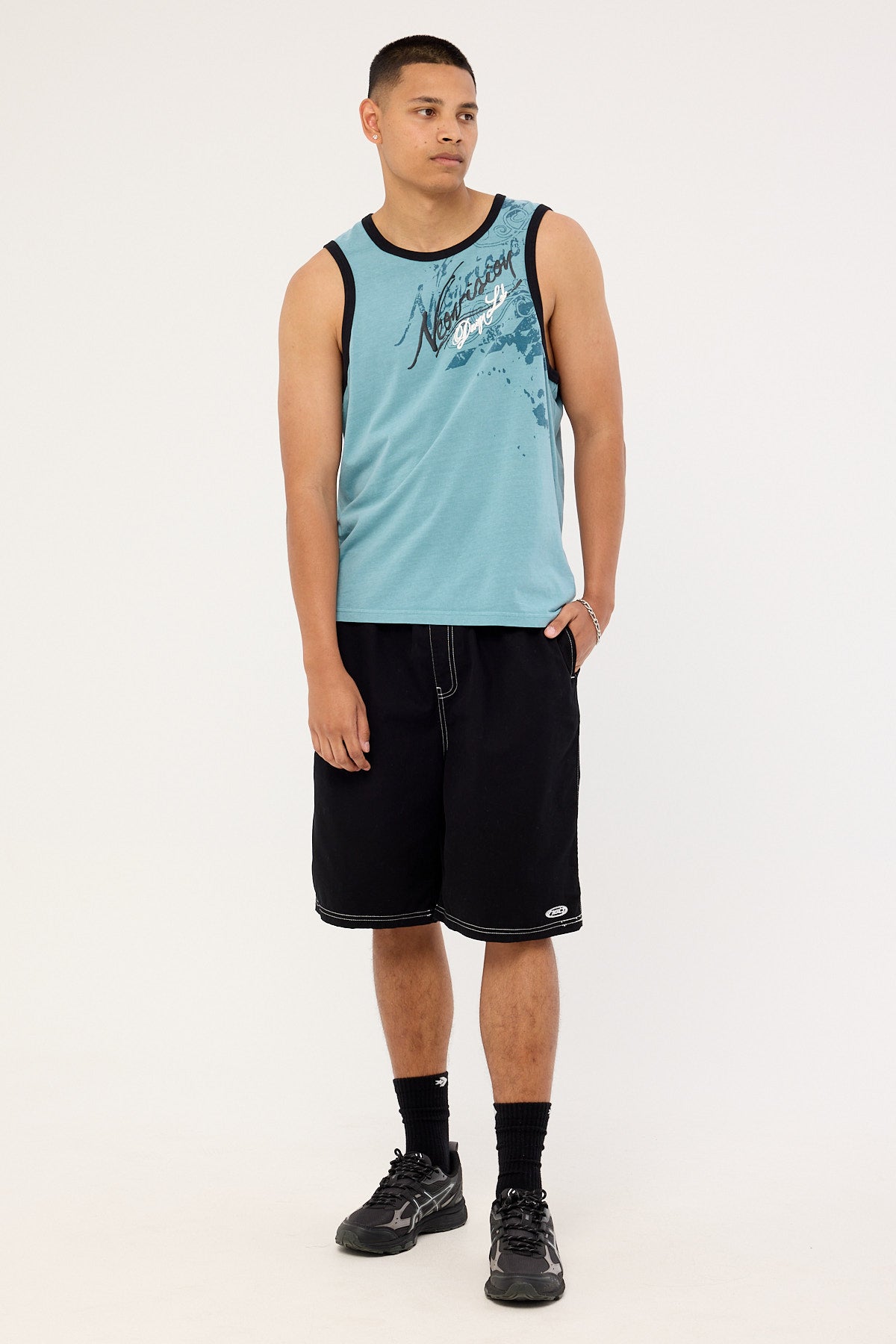 Neovision Wreckage Loose Singlet Tank Washed Aqua