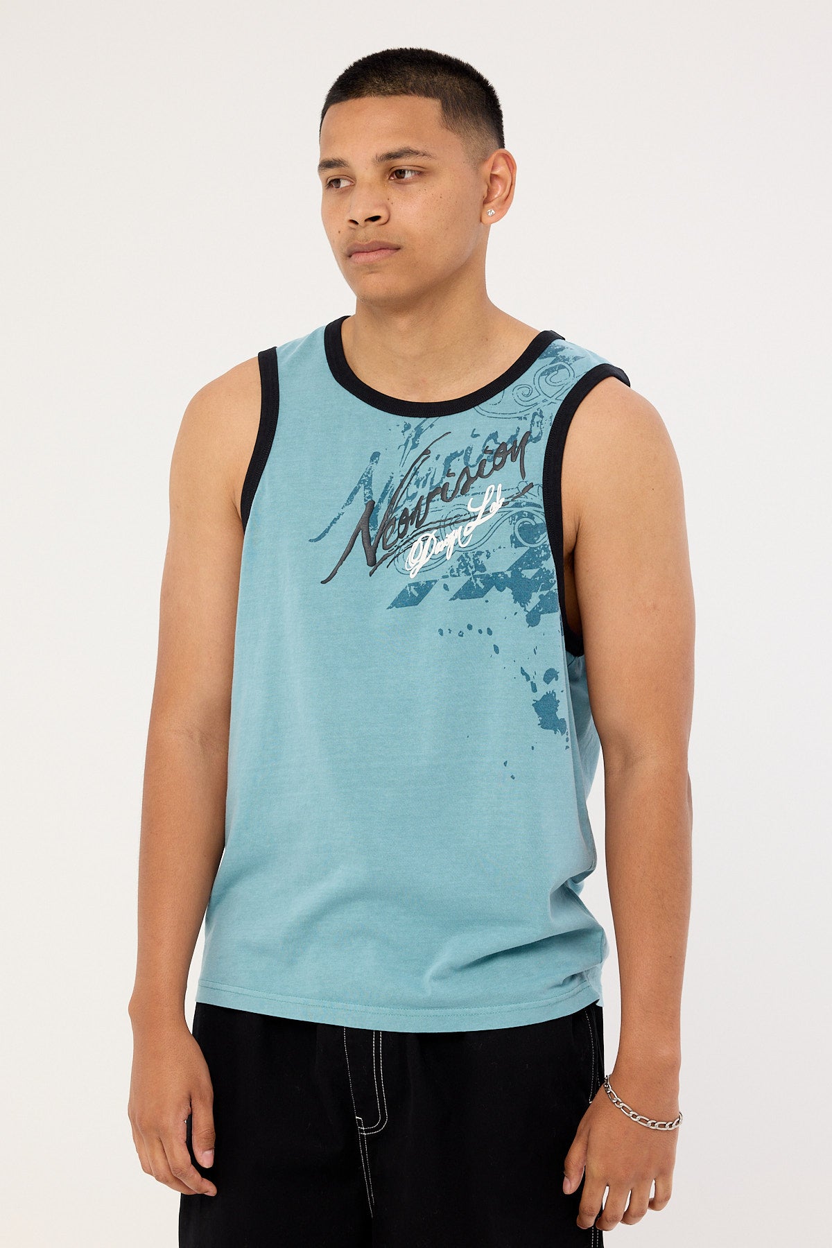 Neovision Wreckage Loose Singlet Tank Washed Aqua