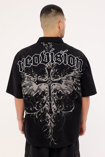 Neovision Fallen Cross Oversize Shirt Black