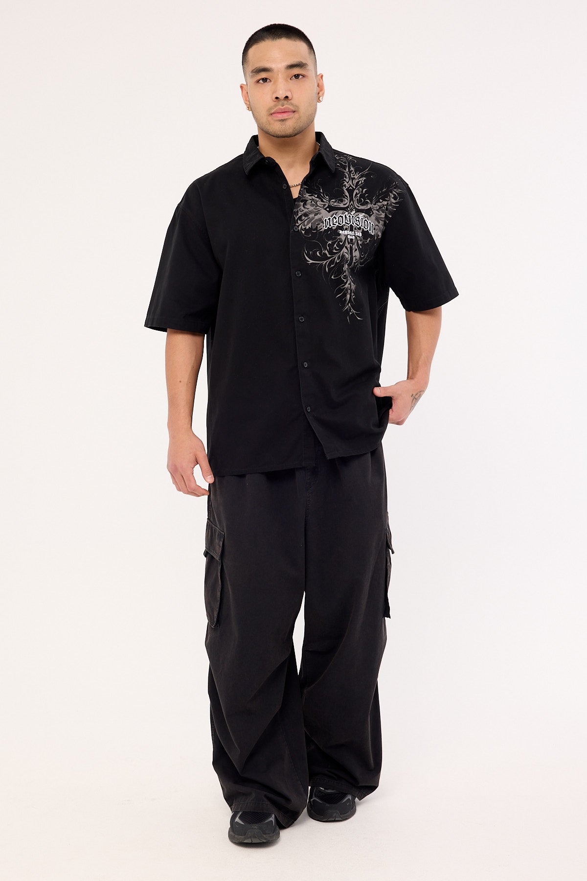 Neovision Fallen Cross Oversize Shirt Black