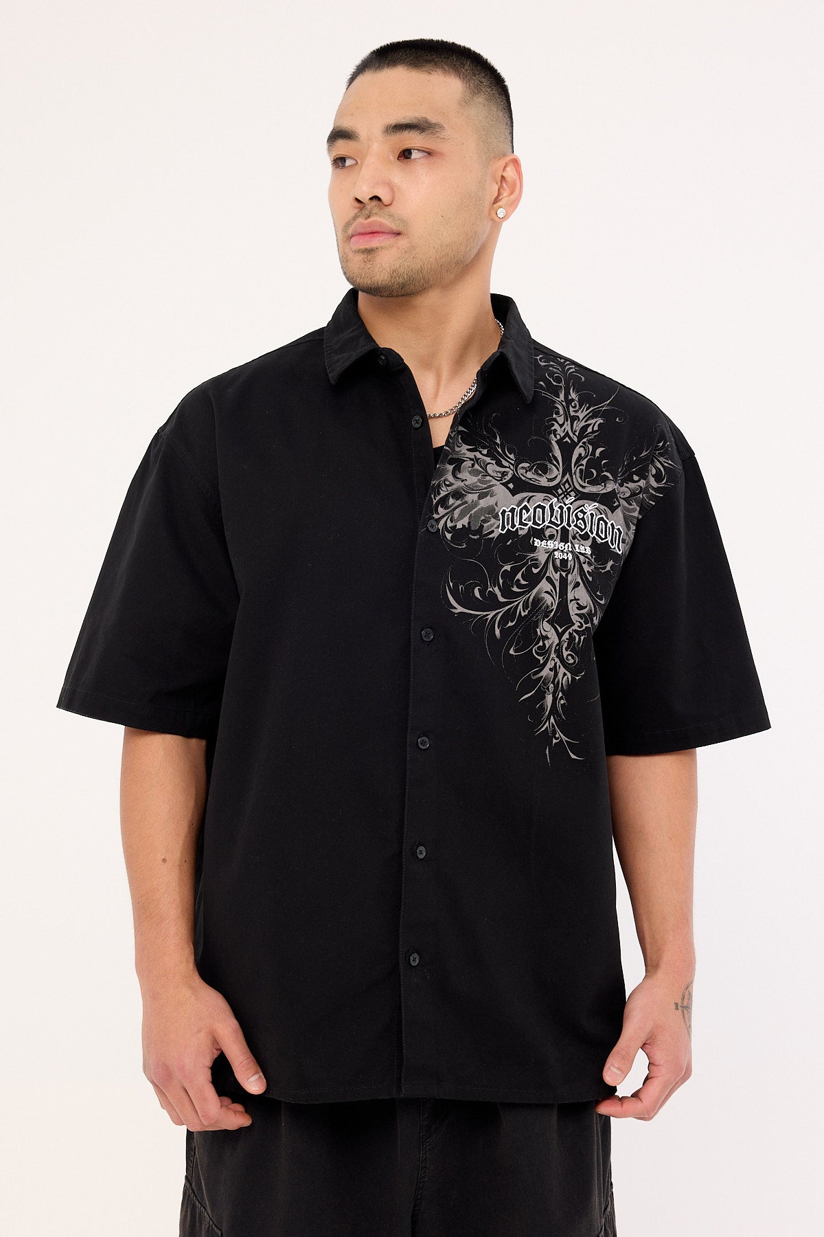 Neovision Fallen Cross Oversize Shirt Black