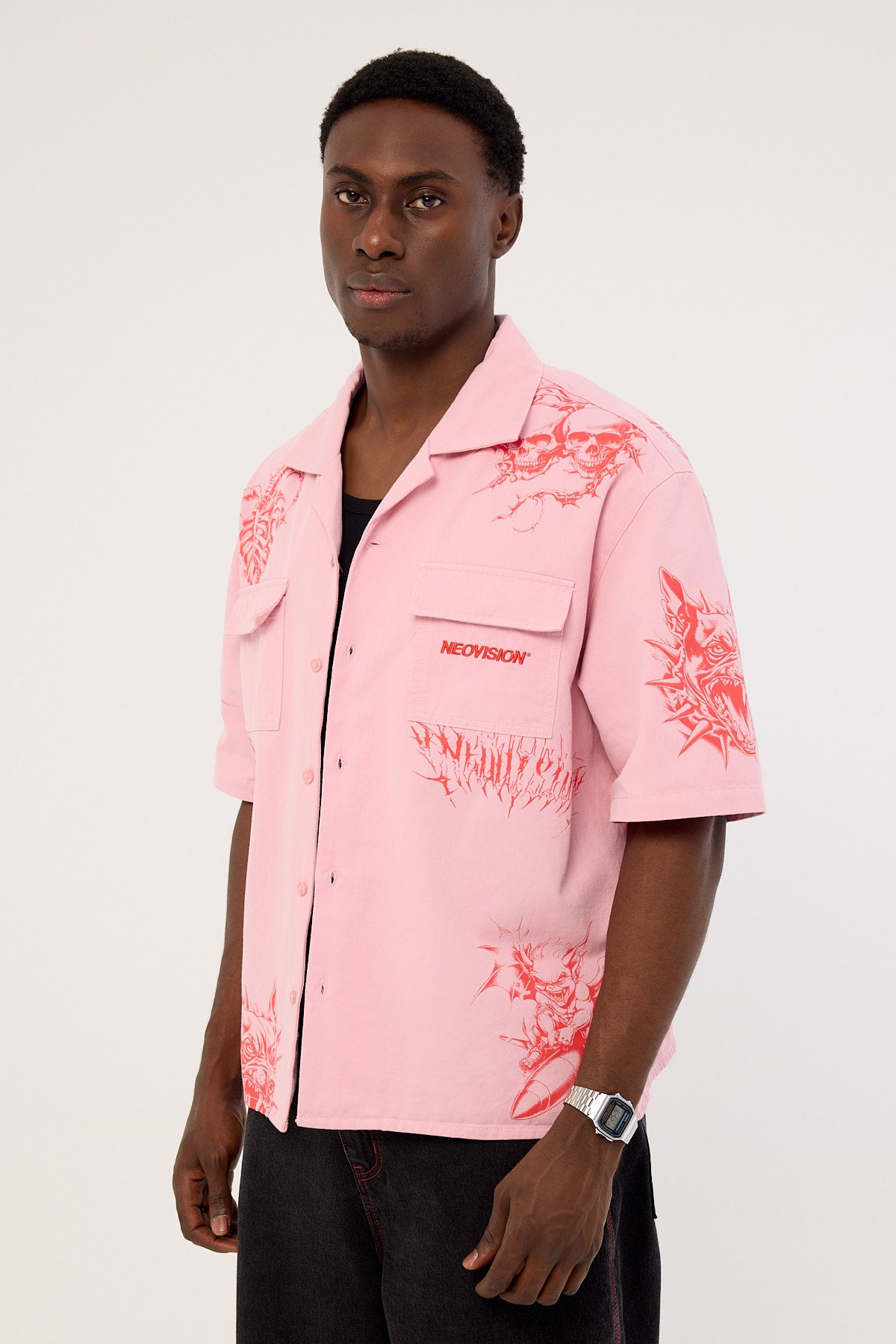 Neovision Deadset Boxy Cropped Resort Shirt Pink