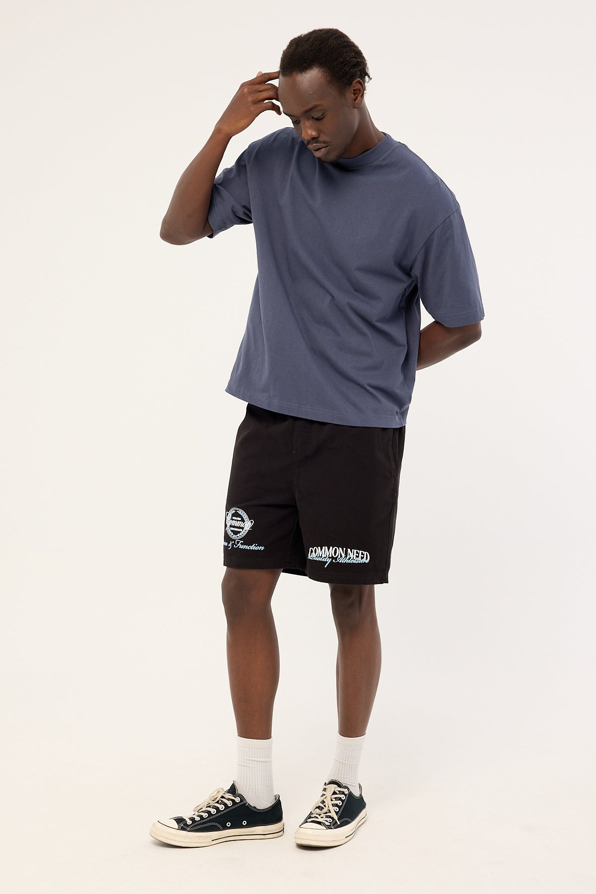 Common Need Enroll Elastic Waist Short Black